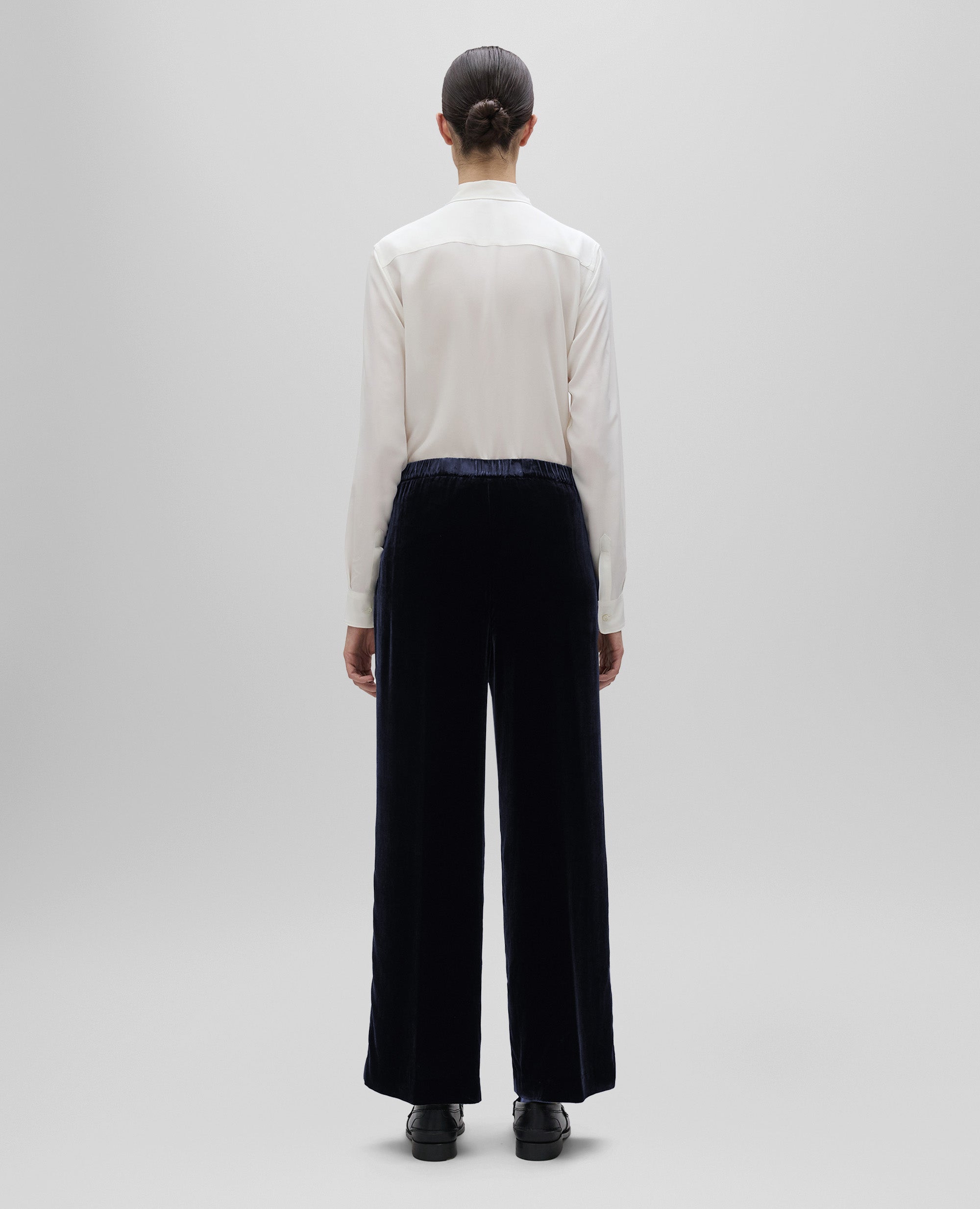 PANTALONE AMPIO IN VELLUTO LISCIO-VIOLA-PURPLE-MORADO-VIOLETT-VIOLET