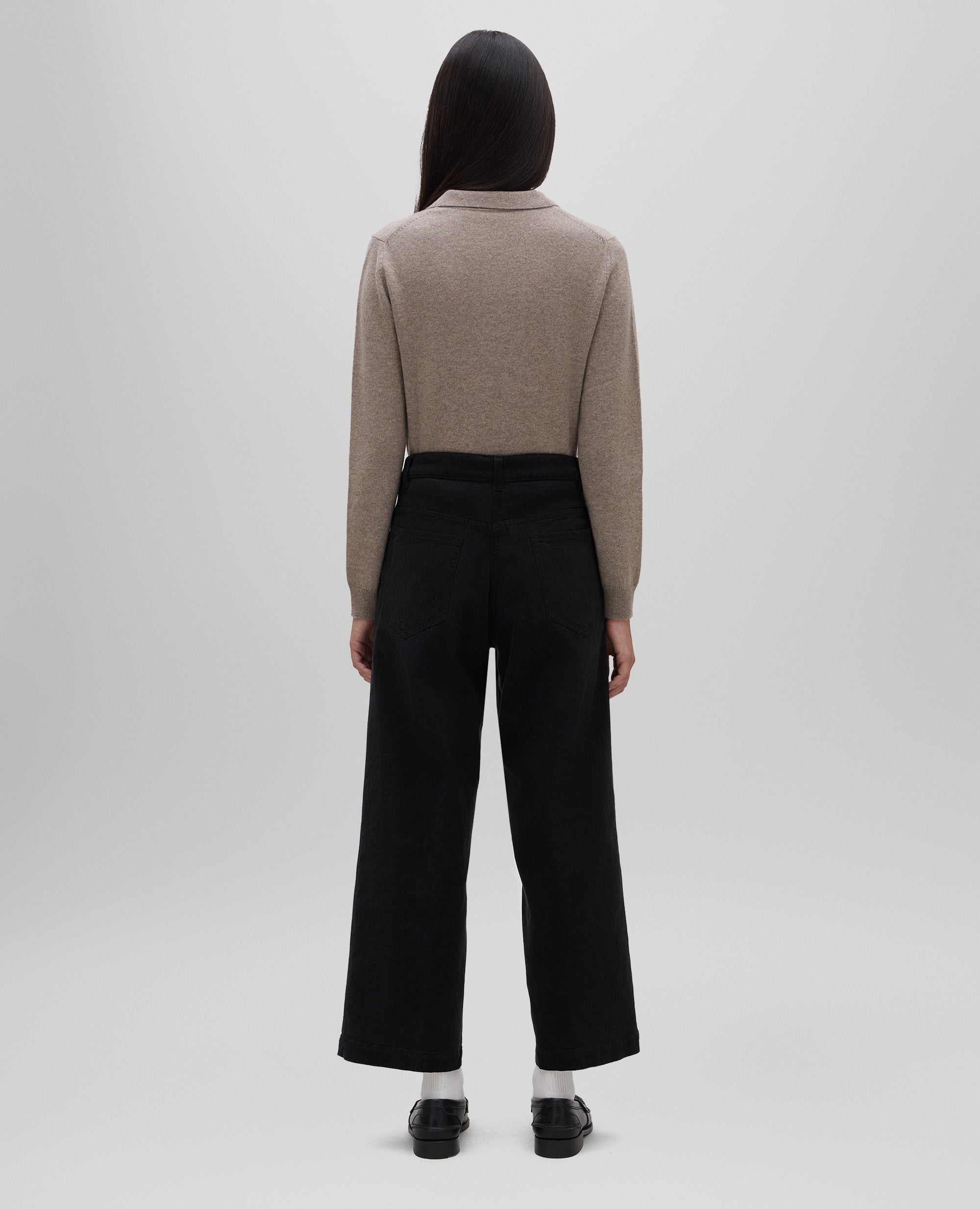 PANTALONE CROPPED IN TWILL-NERO-BLACK-NEGRO-SCHWARZ-NOIR