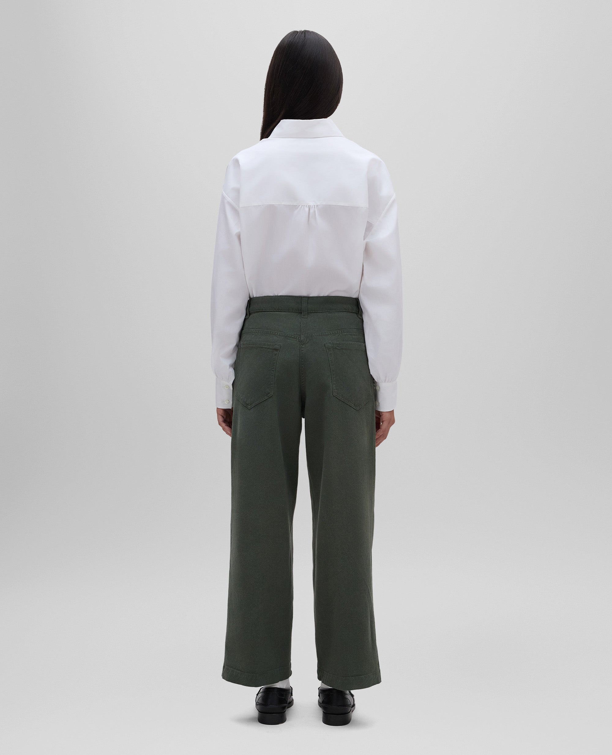 PANTALONE CROPPED IN TWILL-VERDE-GREEN-VERDE-GRUN-VERT