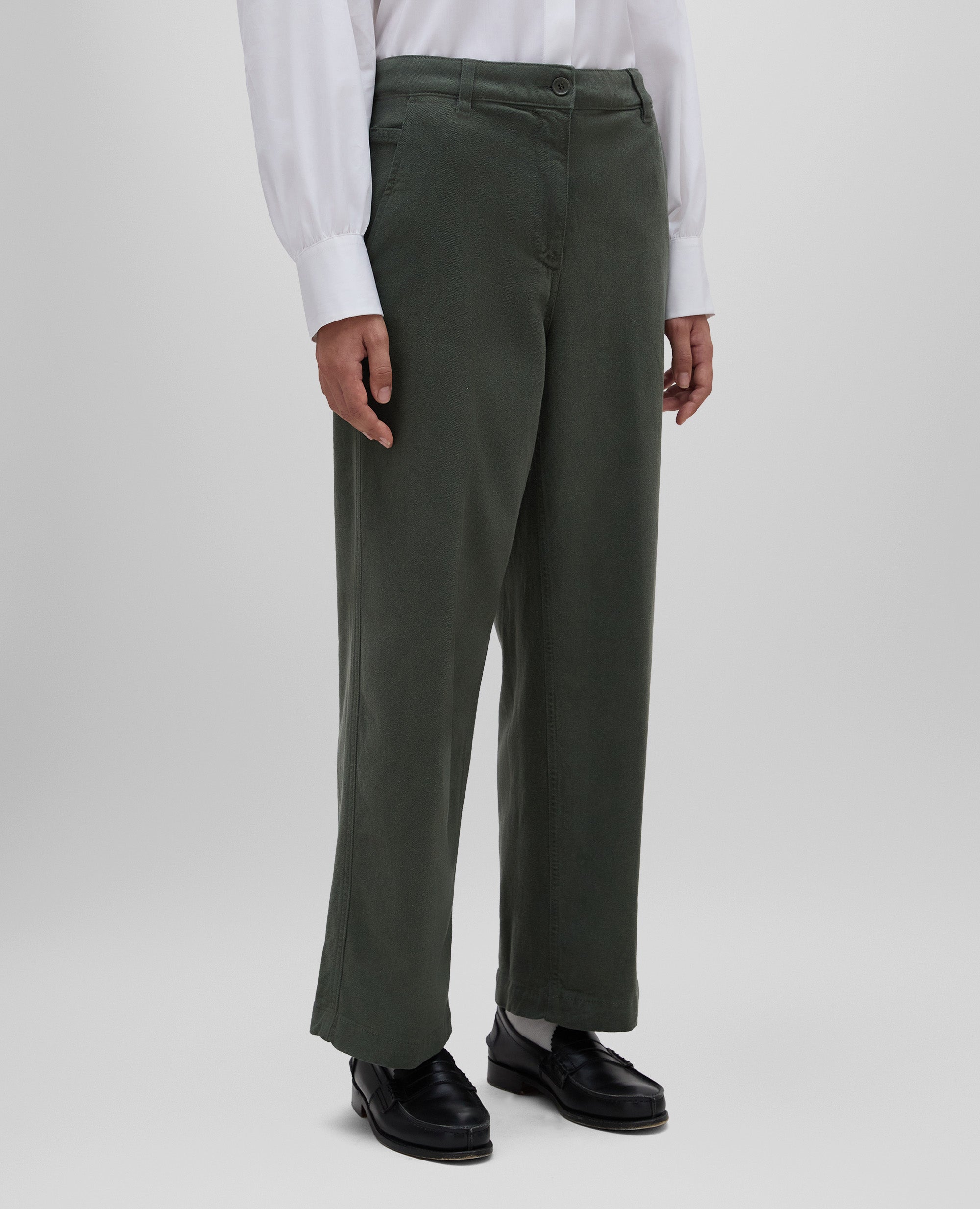 PANTALONE CROPPED IN TWILL-VERDE-GREEN-VERDE-GRUN-VERT