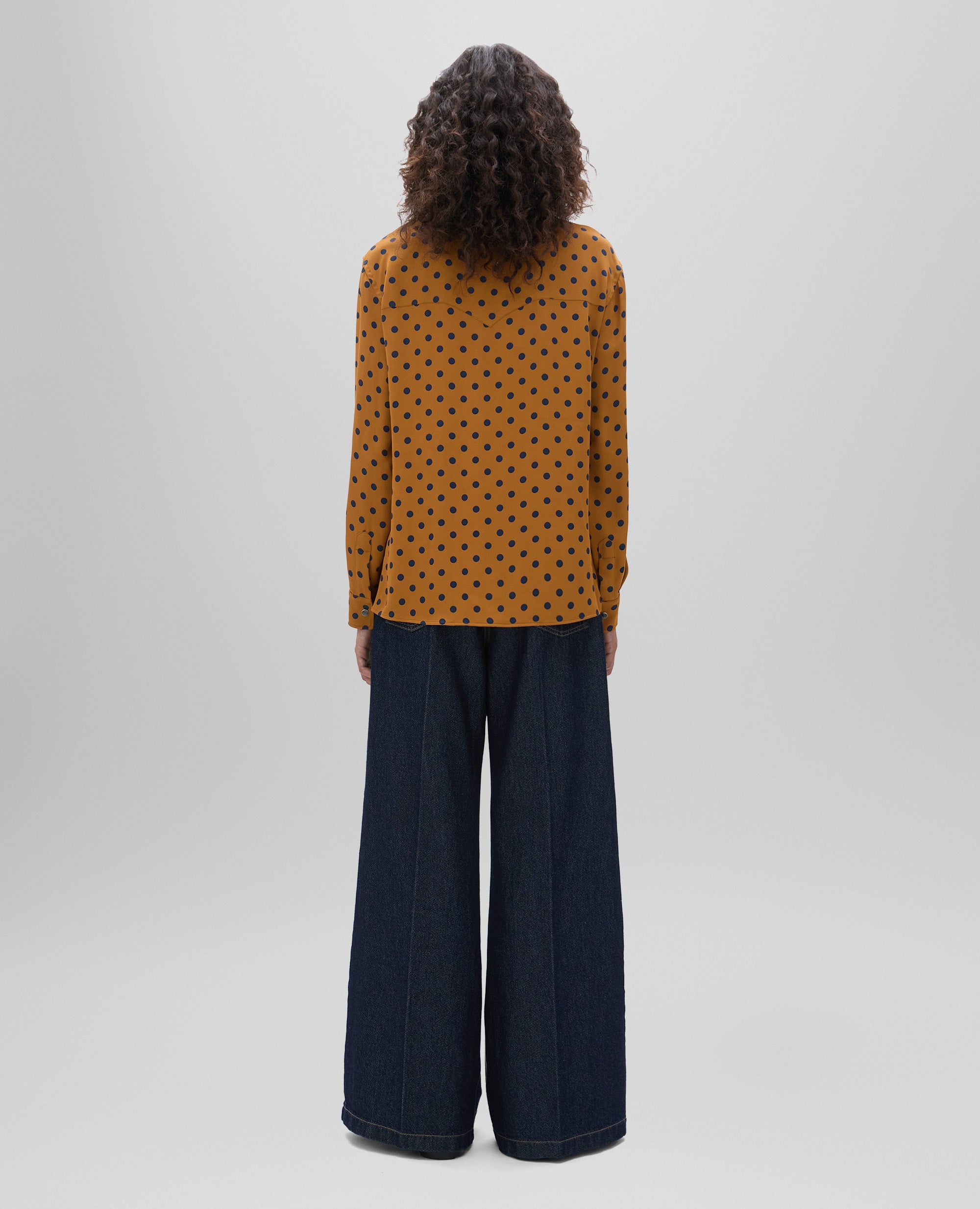 CAMICIA IN CREPE DI VISCOSA POIS-CAMMELLO-CAMEL-CAMELLO-KAMEL-CAMEL