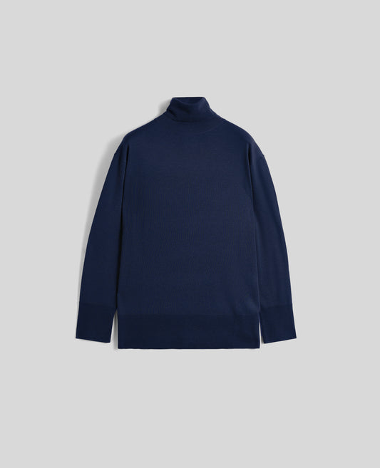 MAGLIA DOLCEVITA IN LANA MERINO-BLU-BLUE-AZUL-BLAU-BLEU