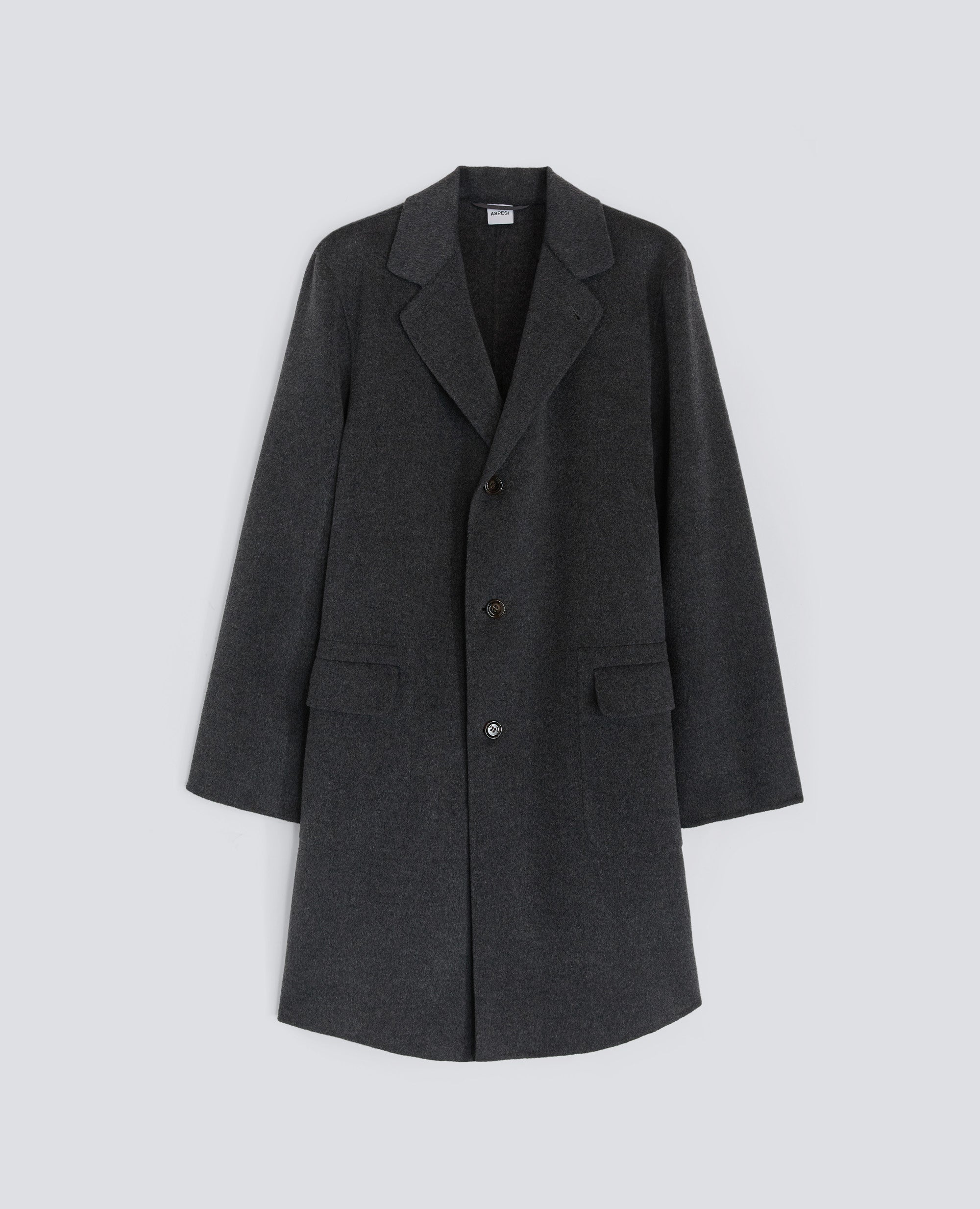 CAPPOTTO FRANZ IN DOUBLE DI LANA-ANTRACITE-CHARCOAL-ANTRACITA-ANTHRAZIT-ANTHRACITE