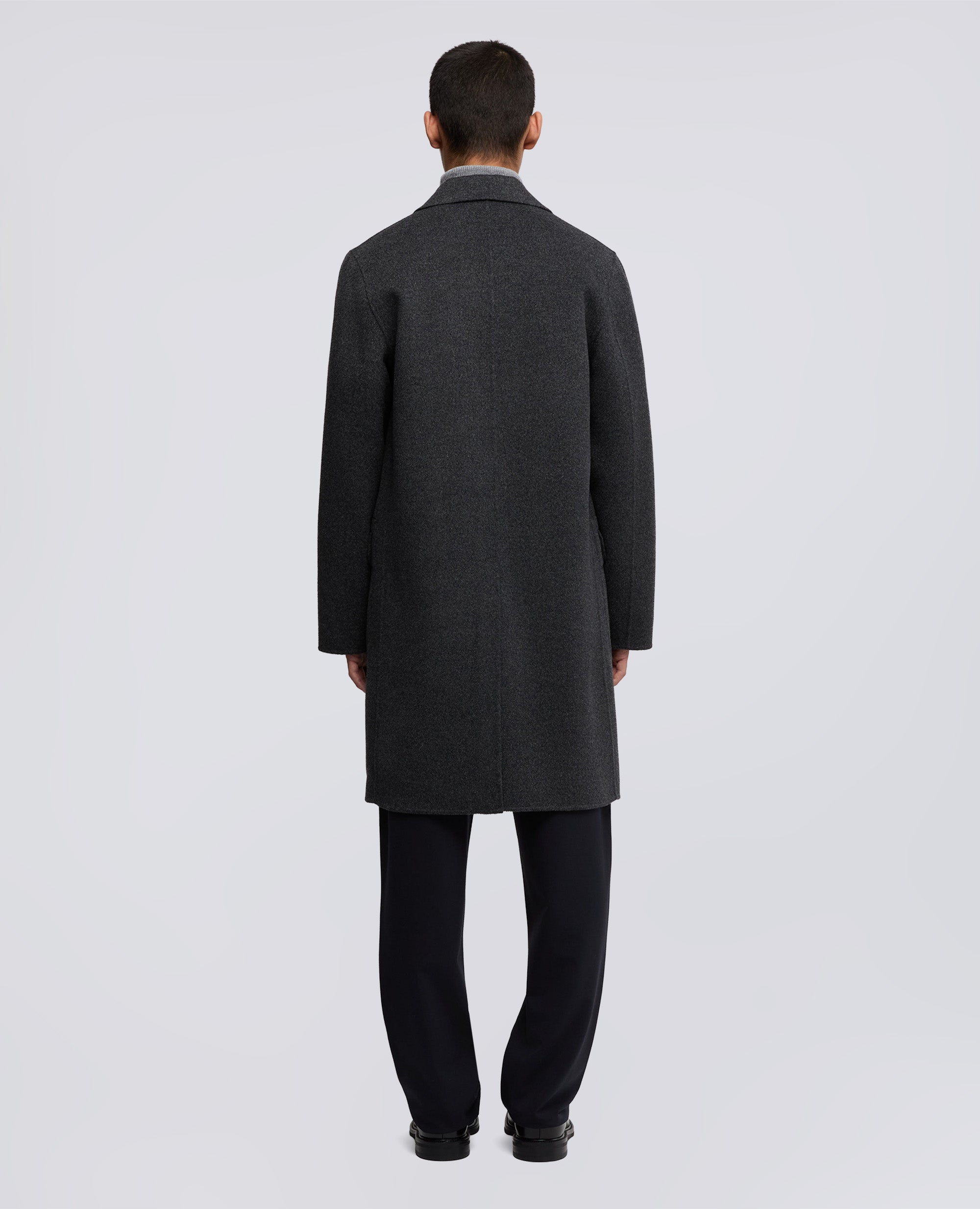 CAPPOTTO FRANZ IN DOUBLE DI LANA-ANTRACITE-CHARCOAL-ANTRACITA-ANTHRAZIT-ANTHRACITE