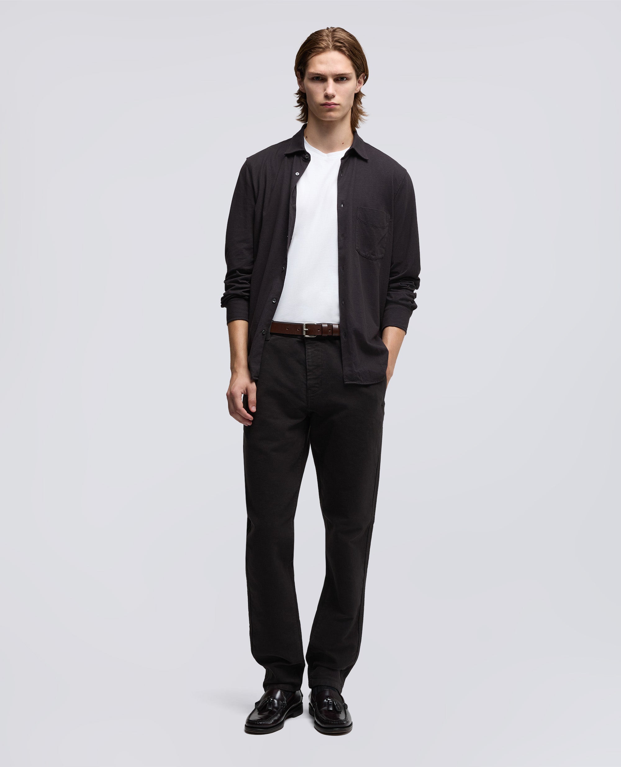 CAMICIA IN JERSEY VELLUTATO-TESTA DI MORO-DARK BROWN-MARR¢N OSCURO-DUNKELBRAUN-TETE-DE-MAURE