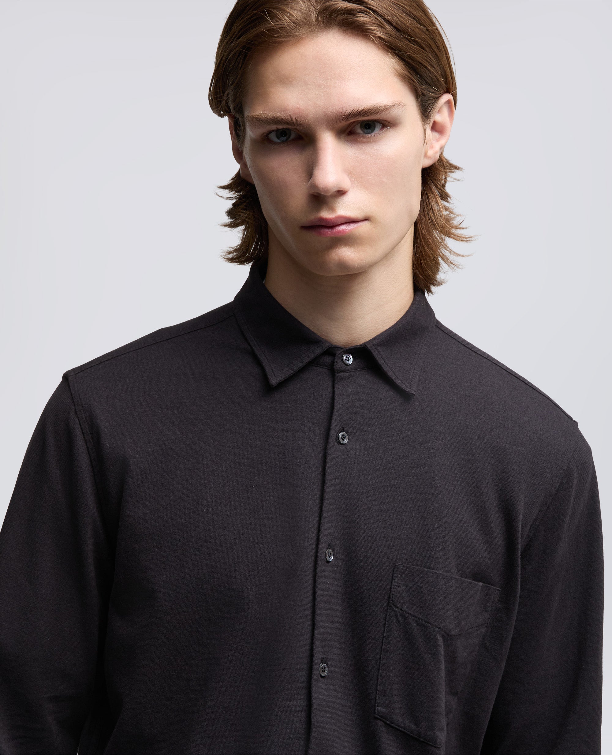 CAMICIA IN JERSEY VELLUTATO-TESTA DI MORO-DARK BROWN-MARR¢N OSCURO-DUNKELBRAUN-TETE-DE-MAURE