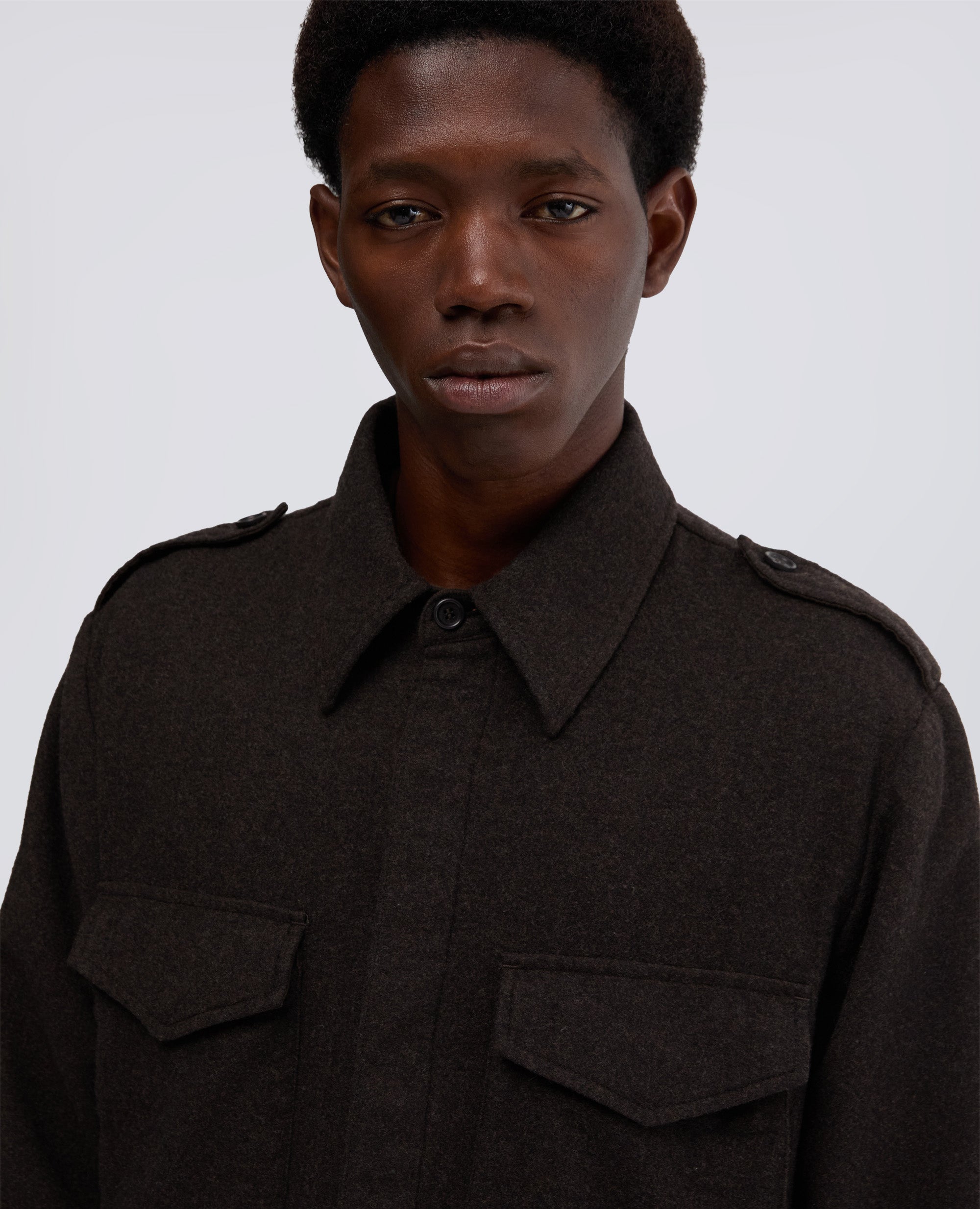 CAMICIA FIELD SHIRT IN FLANELLA-MARRONE-BROWN-MARR¢N-BRAUN-MARRON