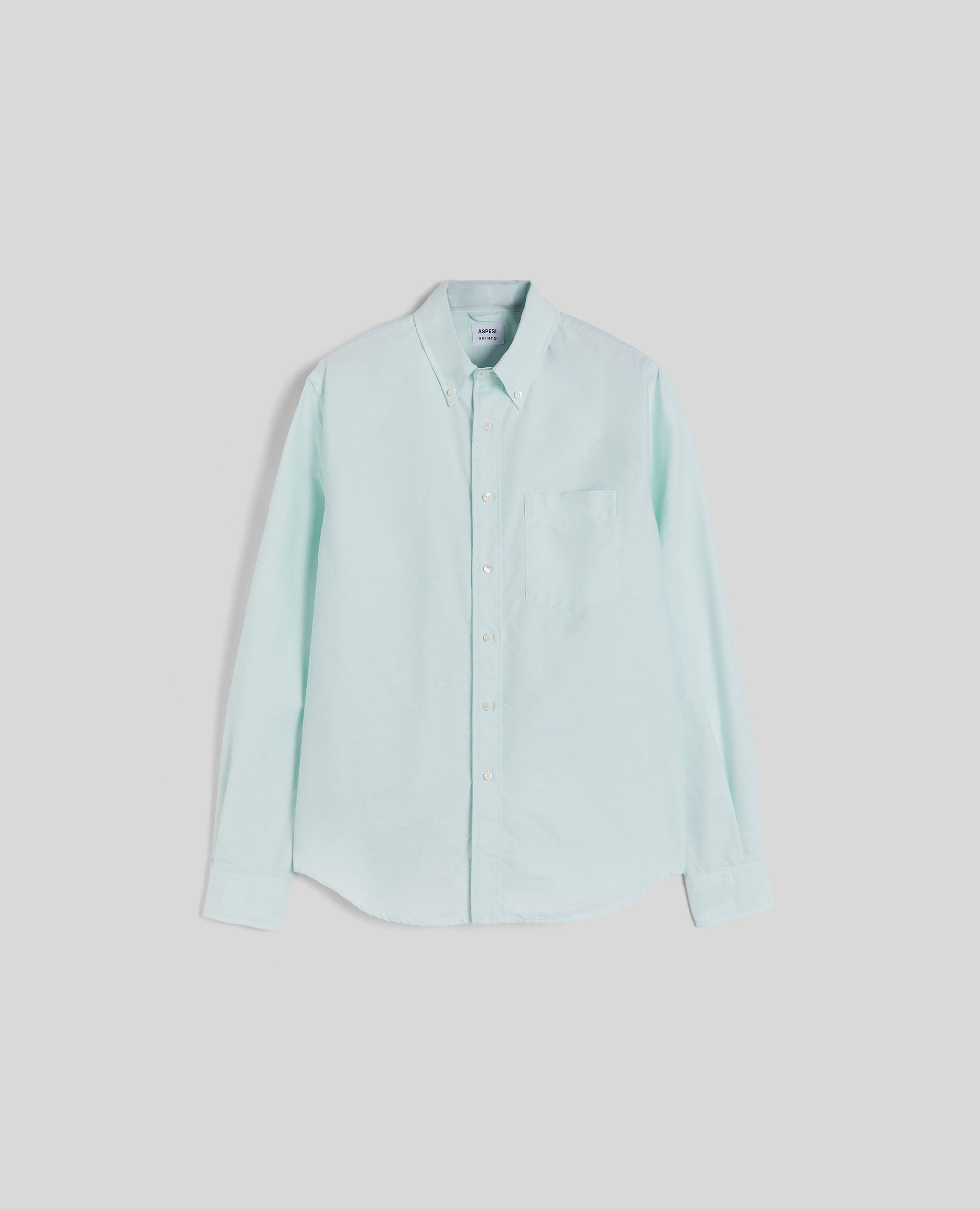 CAMICIA IN COTONE OXFORD CON COLLO BUTTON DOWN-ACQUA-AQUAMARINE-AGUA-AQUAMARINBLAU-AIGUE-MARINE