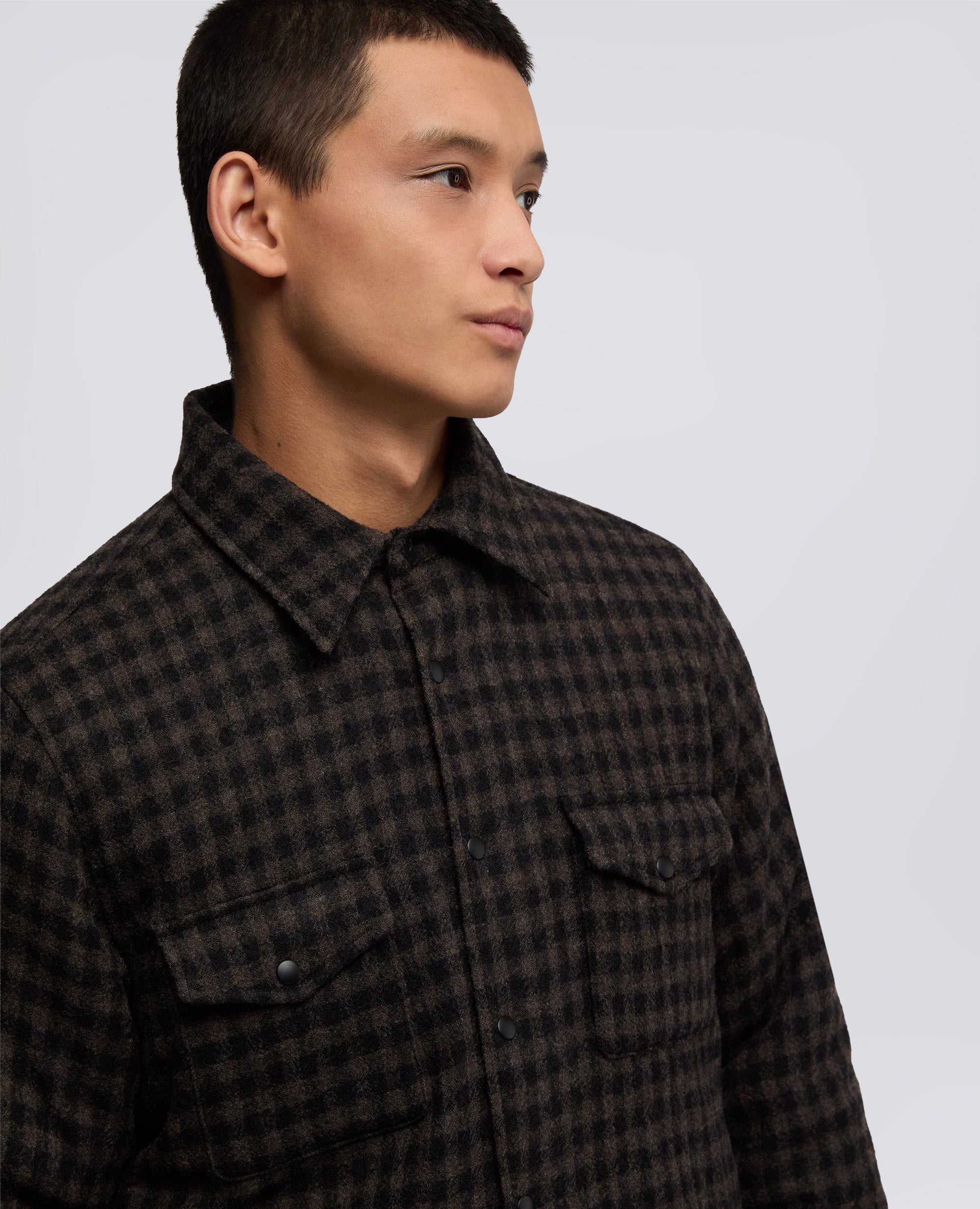 CAMICIA DOPPIA-CHECK MARRONE-BROWN CHECK-CHECK MARRON-KARIERT BRAUN-MARRON CARREAUX