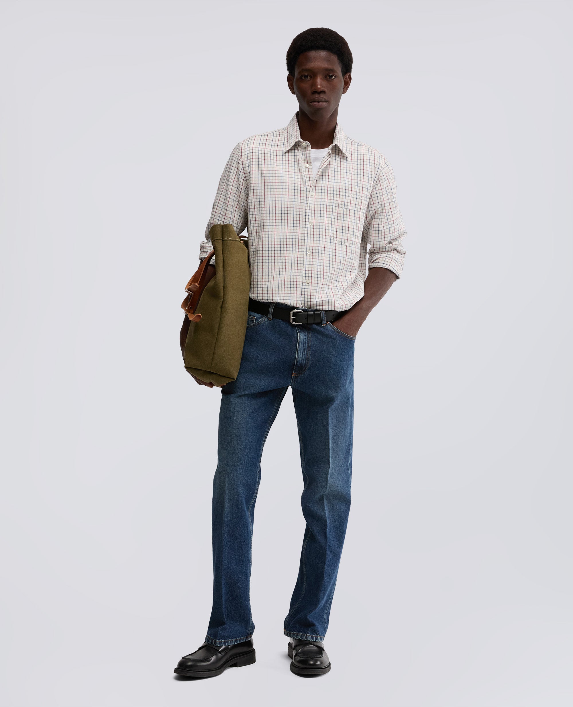 CAMICIA IN TWILL CHECK-NATURALE-NATURAL-NATURAL-NATURLICH-NATUREL