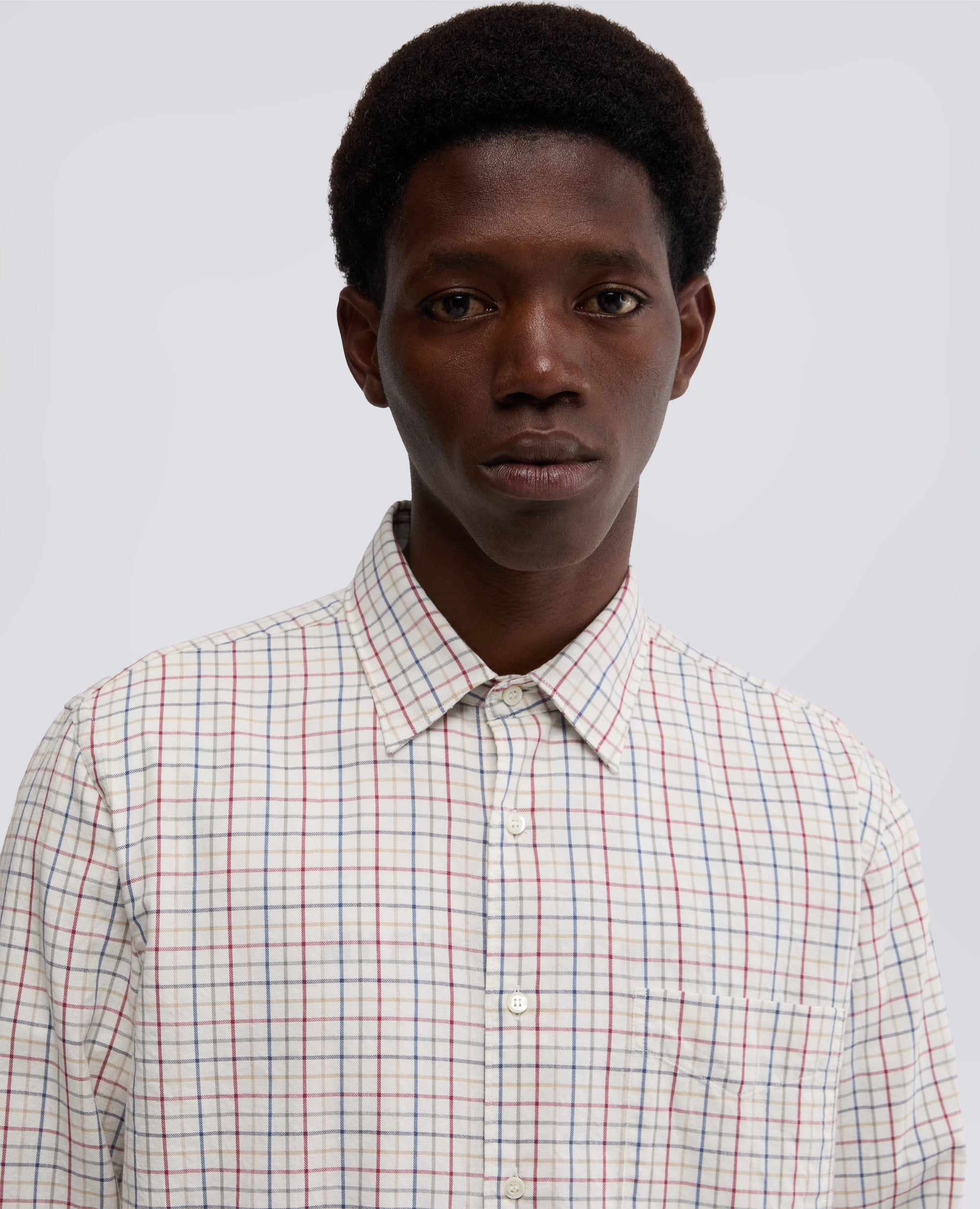 CAMICIA IN TWILL CHECK-NATURALE-NATURAL-NATURAL-NATURLICH-NATUREL