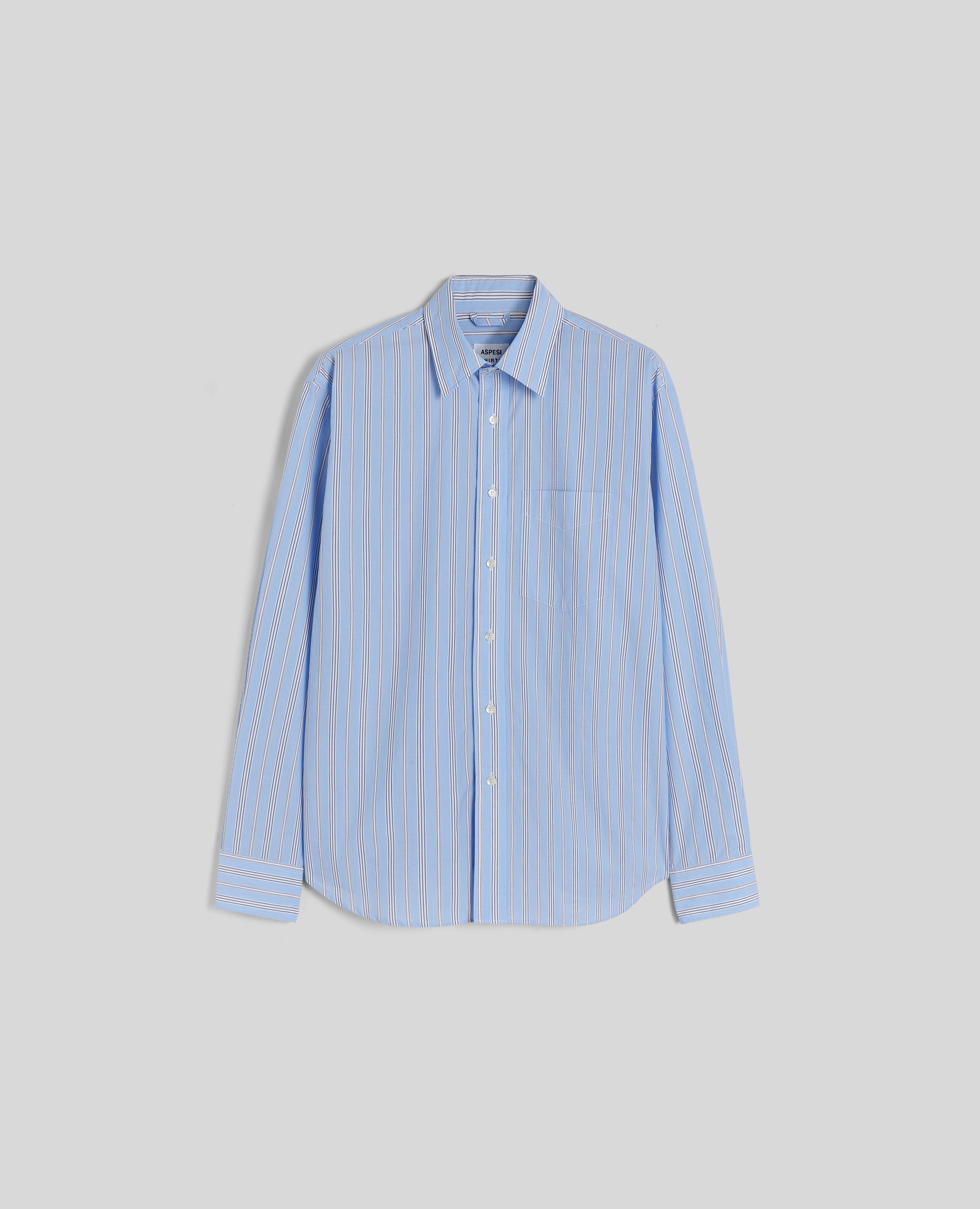 CAMICIA IN POPELINE DI COTONE RIGATO-AZZURRO-SKY BLUE-AZUL CLARO-HIMMELBLAU-BLEU CIEL