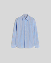 CAMICIA IN POPELINE DI COTONE RIGATO-AZZURRO-SKY BLUE-AZUL CLARO-HIMMELBLAU-BLEU CIEL