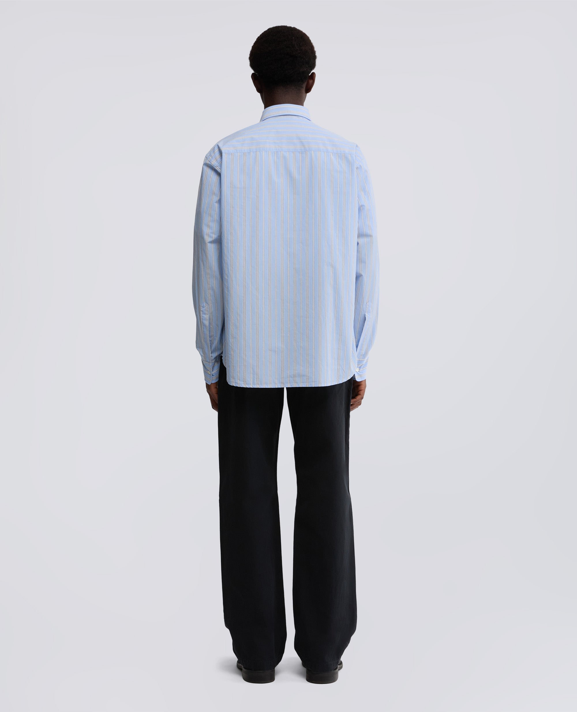 CAMICIA IN POPELINE DI COTONE RIGATO-AZZURRO-SKY BLUE-AZUL CLARO-HIMMELBLAU-BLEU CIEL