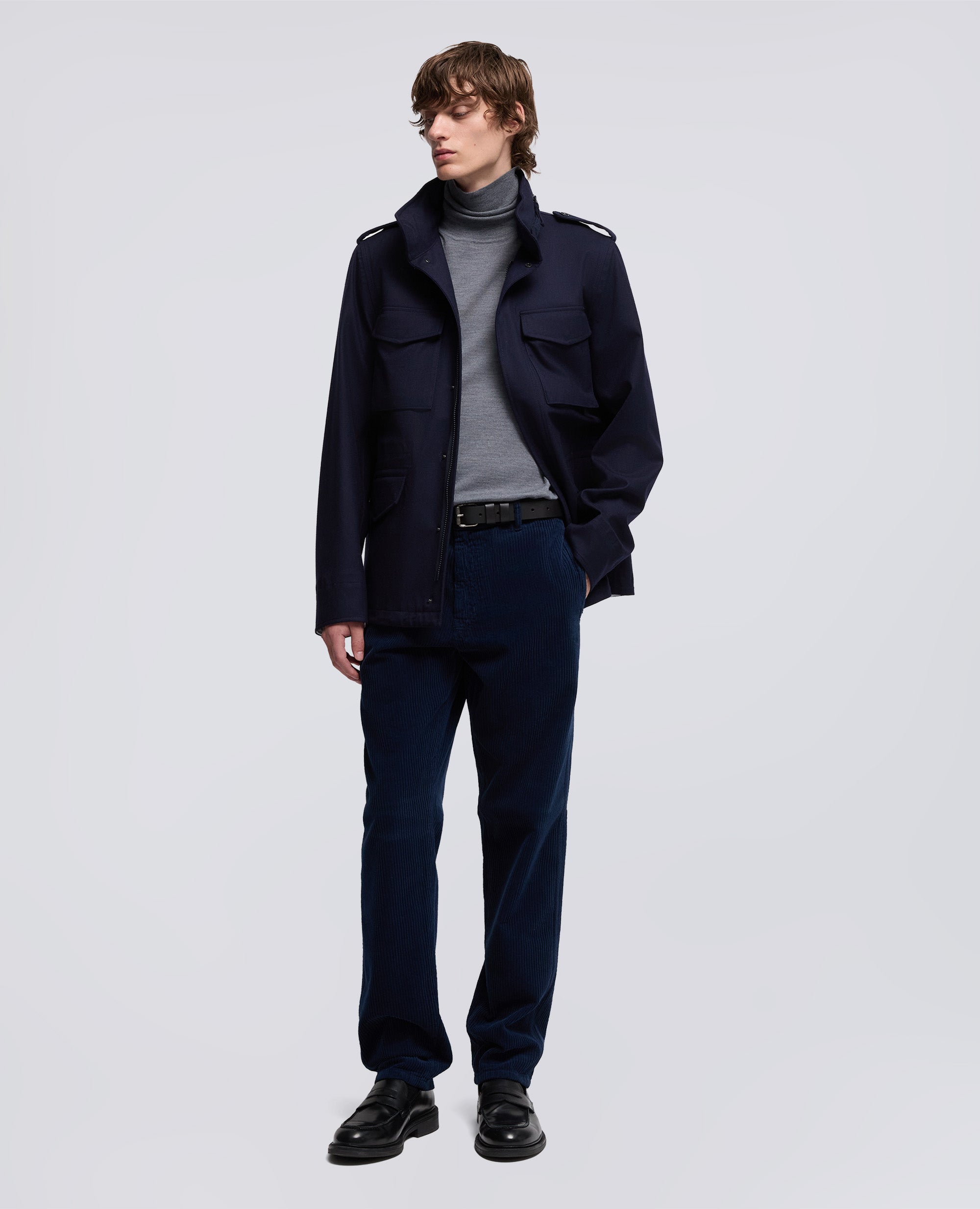 MINI FIELD JACKET COT IN LANA-NAVY-NAVY-AZUL MARINO-NAVY-NAVY