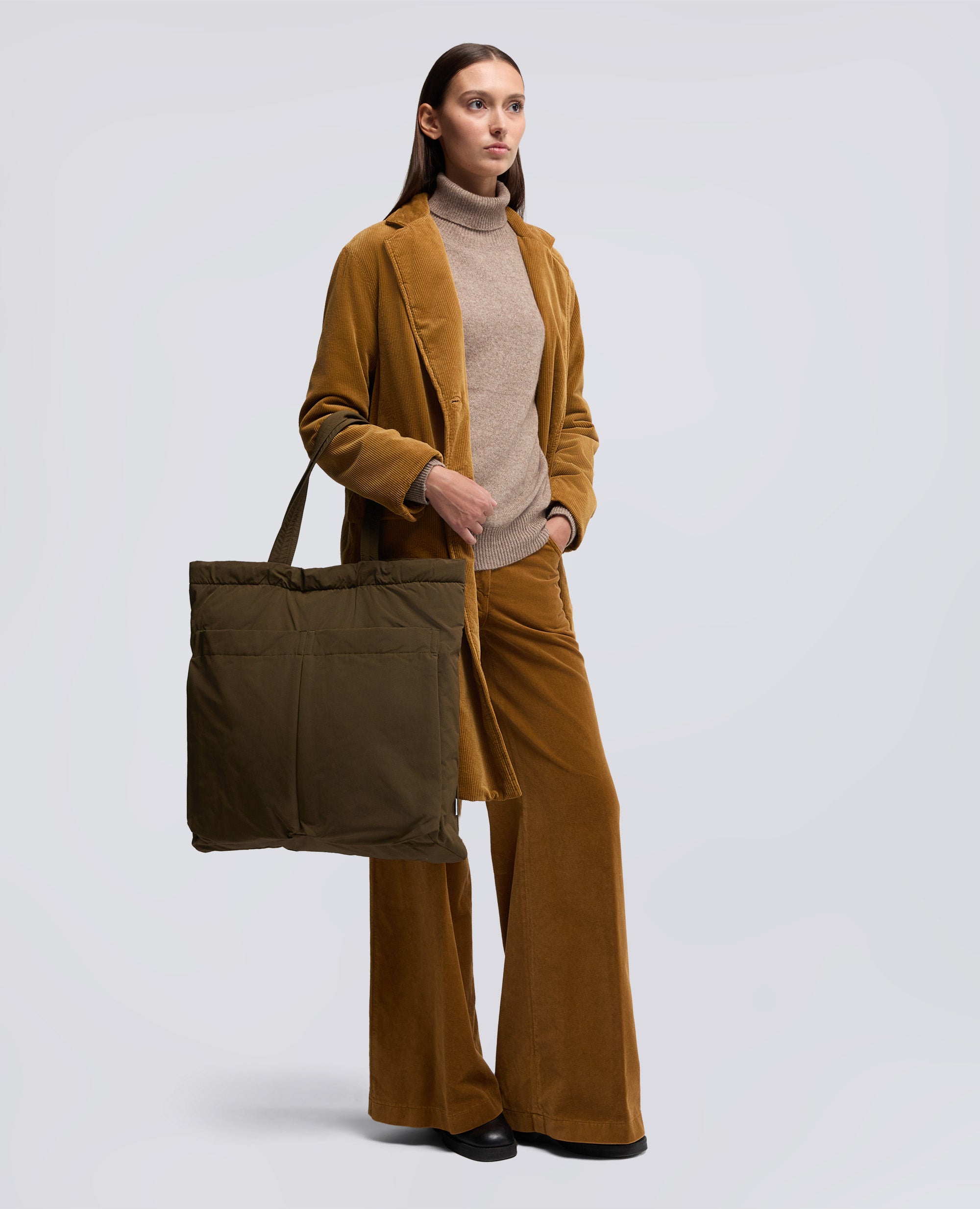 BORSA SHOPPER IN TELA DI MISTO COTONE-MILITARE-MILITARY-MILITAR-MILITAR-MILITAIRE