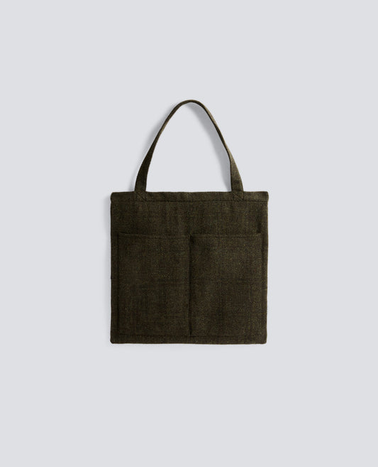 BORSA SHOPPER IN HARRIS TWEED-VERDONE-DARK GREEN-VERDER¢N-DUNKELGRUN-VERT FONCE