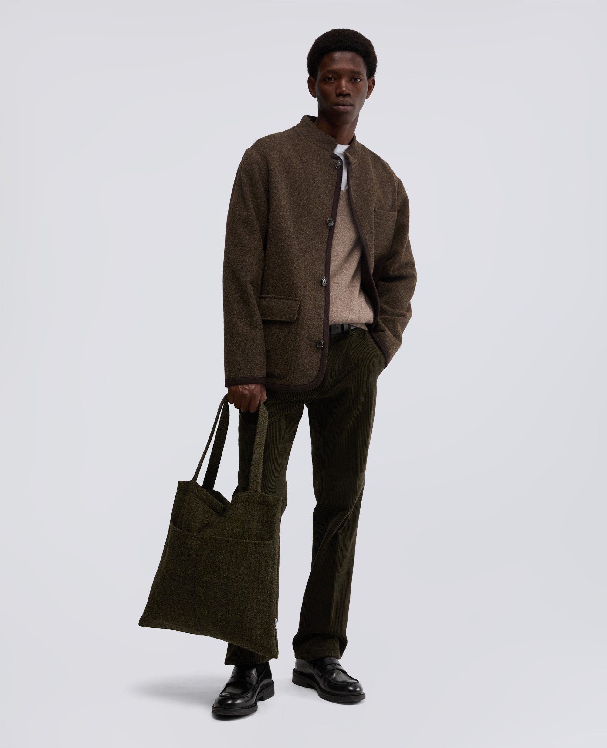 BORSA SHOPPER IN HARRIS TWEED-VERDONE-DARK GREEN-VERDER¢N-DUNKELGRUN-VERT FONCE