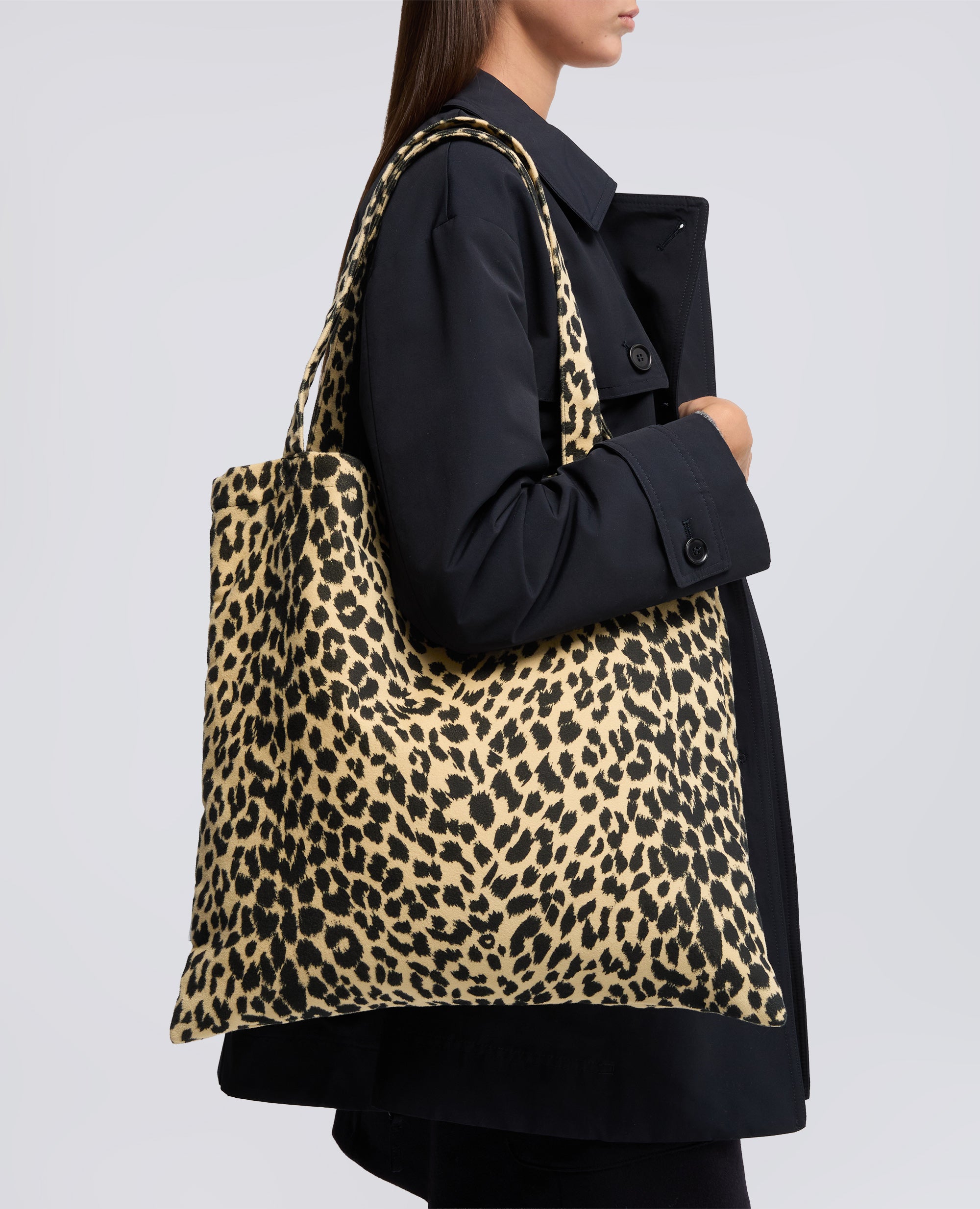 BORSA SHOPPER IN FUSTAGNO CON STAMPA LEOPARDO-MACULATO-MACULATO-MACULATO-MACULATO-MACULATO