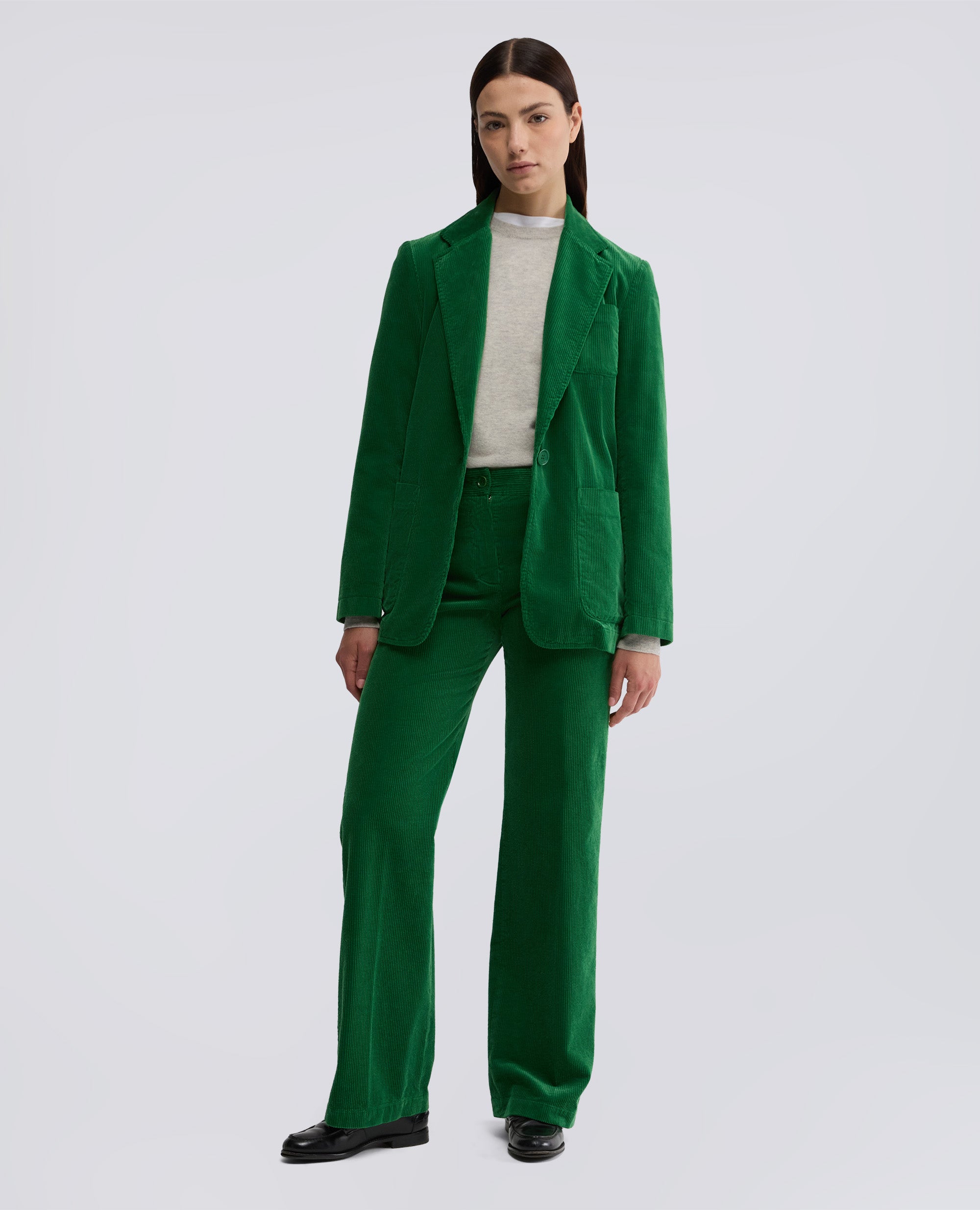 PANTALONE IN VELLUTO A COSTE-SMERALDO-EMERALD-SMERALDO-SMERALDO-SMERALDO