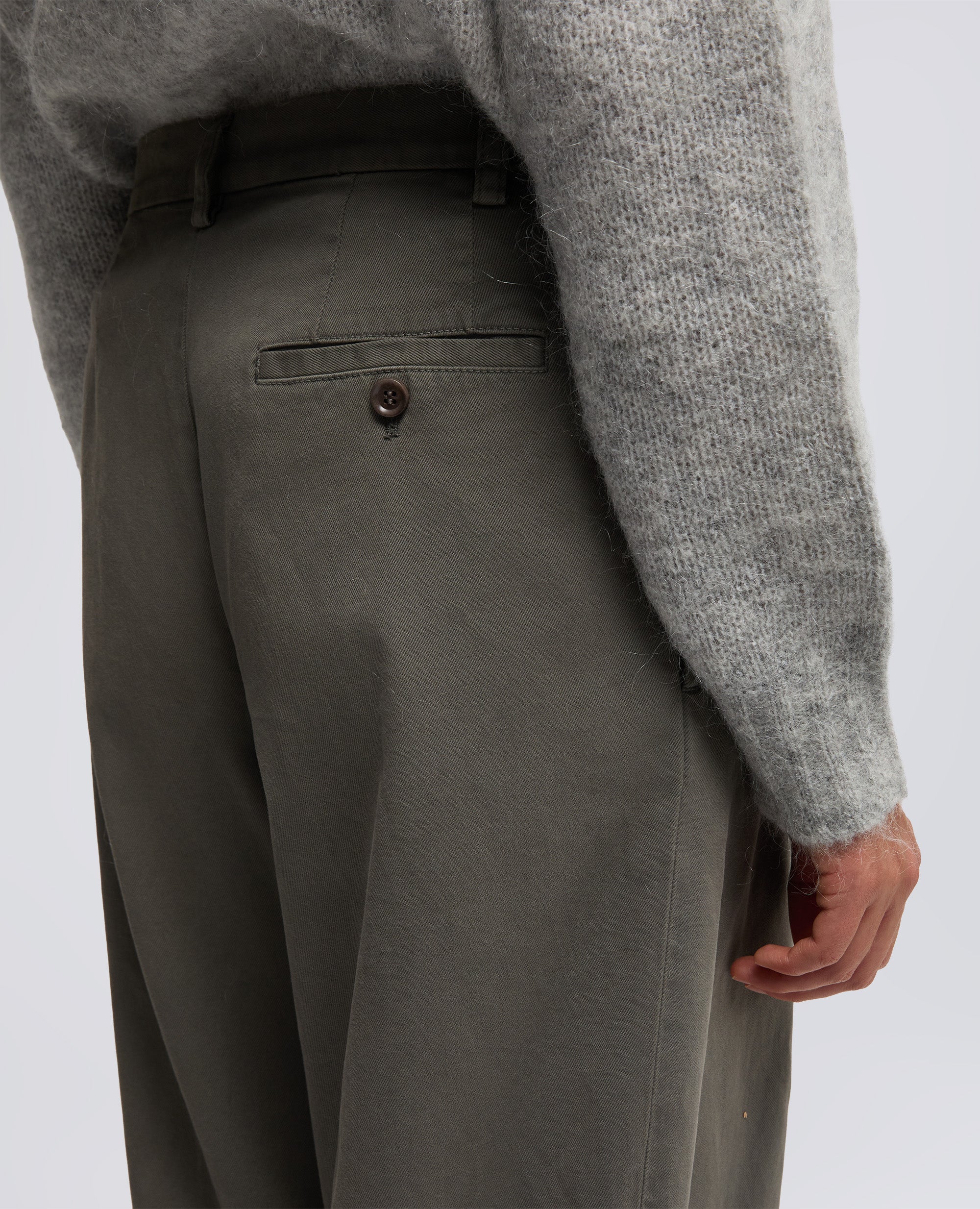 PANTALONE IN GABARDINA DI COTONE-GRIGIO-GREY-GRIS-GRAU-GRIS