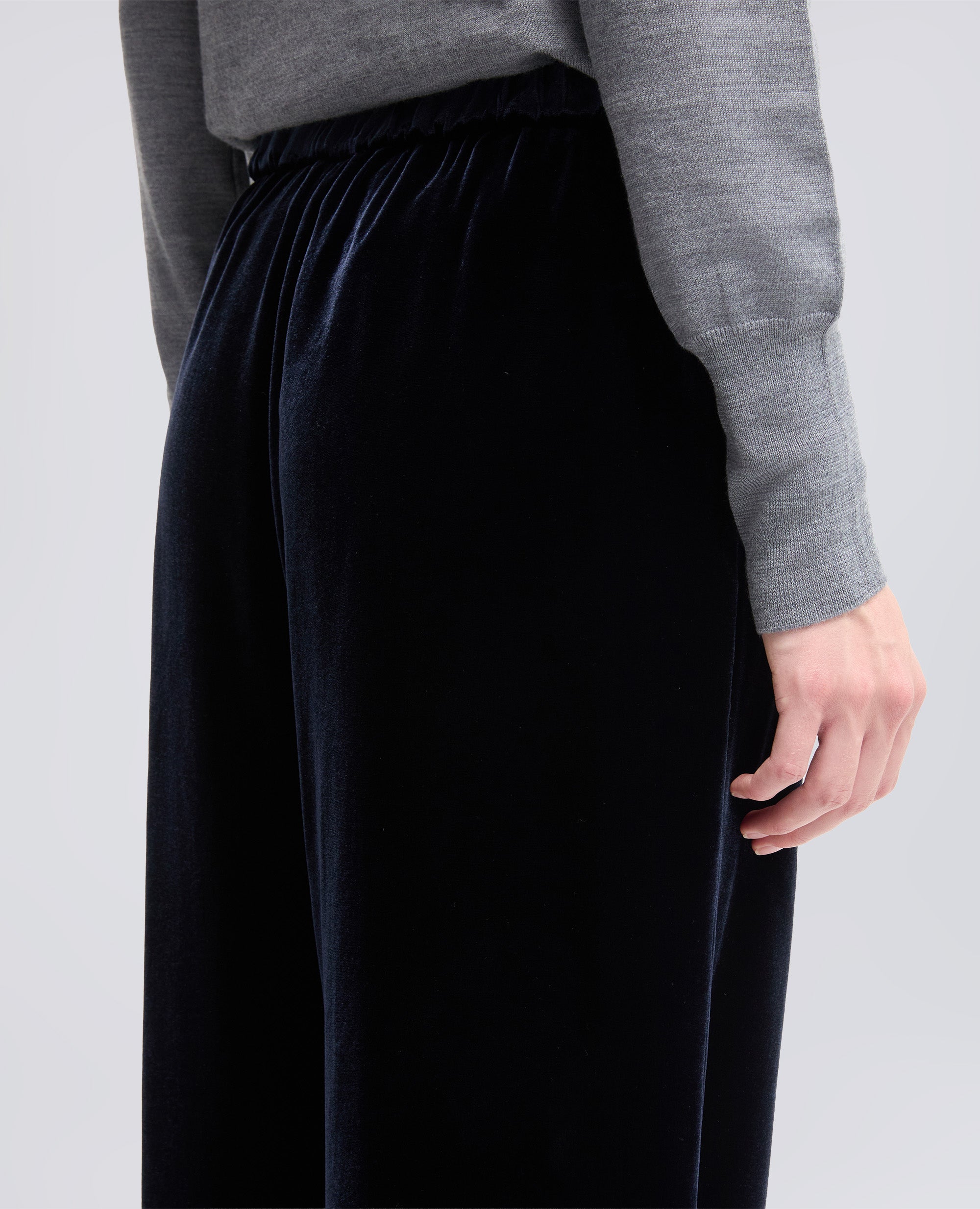 PANTALONE AMPIO IN VELLUTO DI COTONE-NAVY-NAVY-AZUL MARINO-NAVY-NAVY