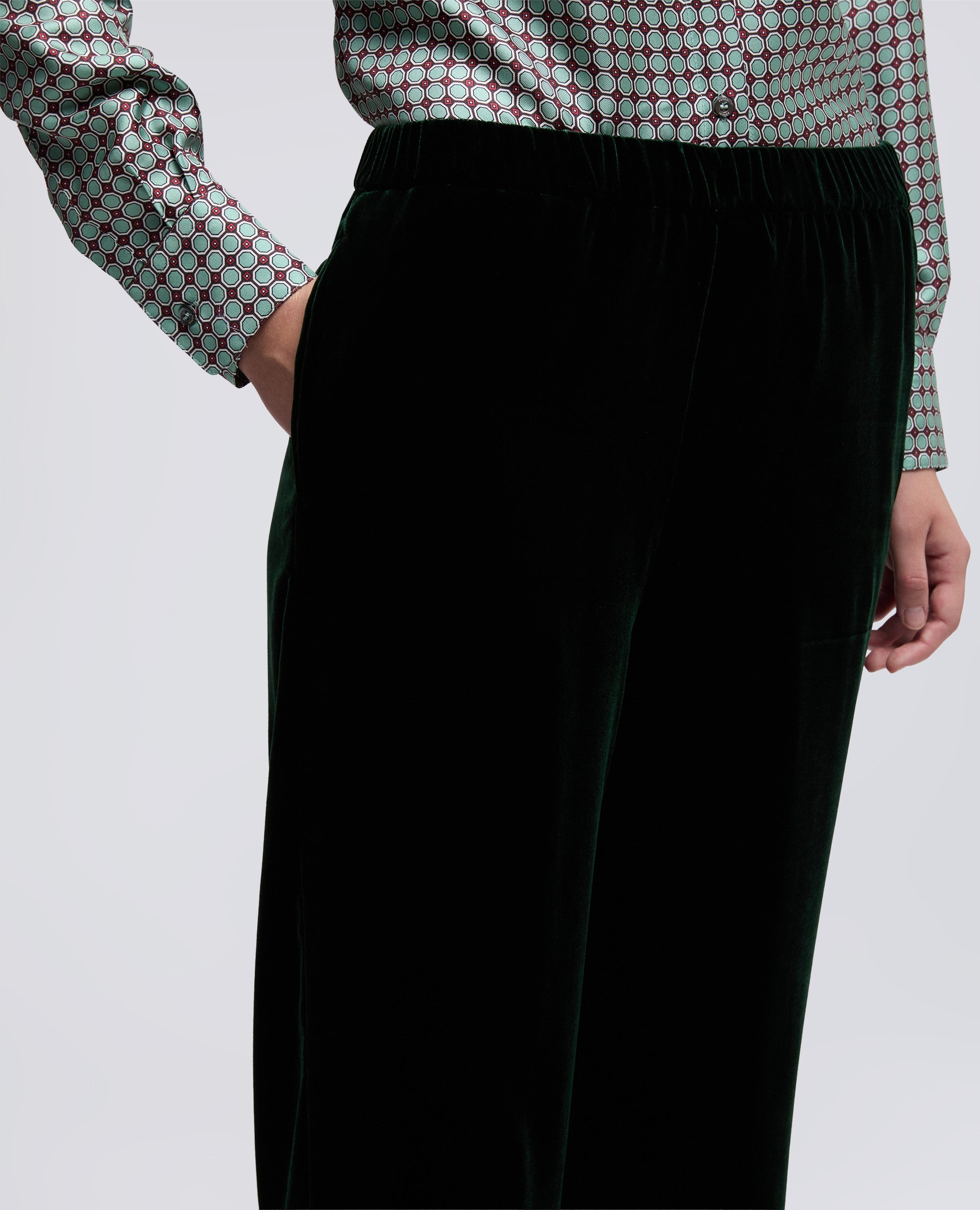 PANTALONE AMPIO IN VELLUTO DI COTONE-VERDONE-DARK GREEN-VERDER¢N-DUNKELGRUN-VERT FONCE
