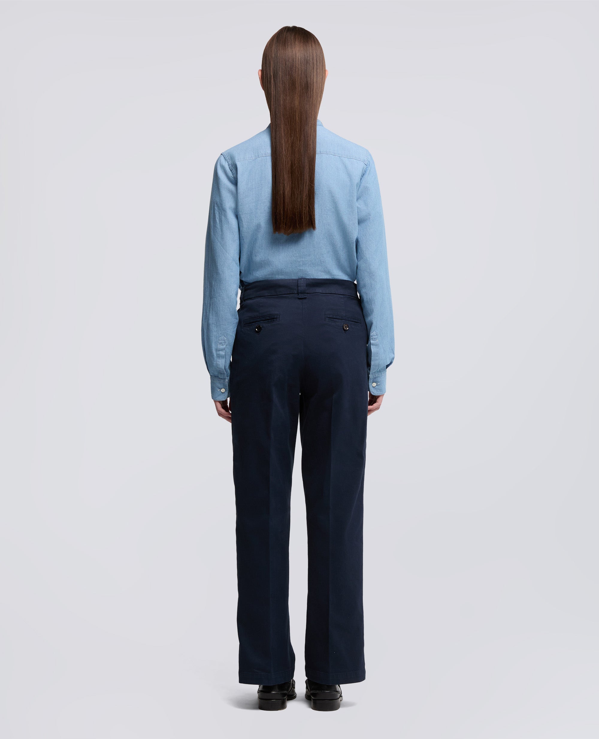 PANTALONE IN GABARDINA DI COTONE-NAVY-NAVY-AZUL MARINO-NAVY-NAVY