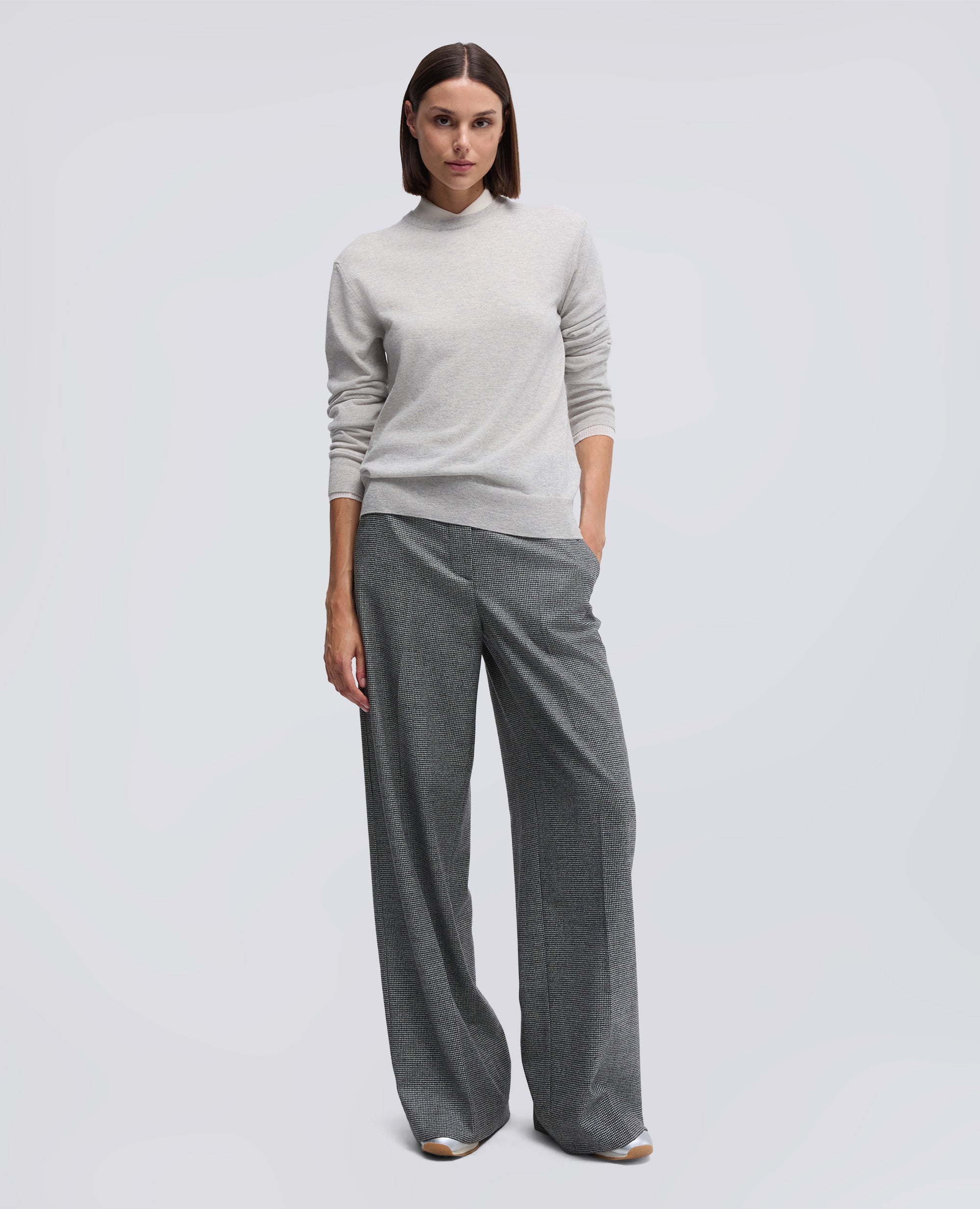 PANTALONE IN FLANELLA DI LANA CASHMERE-PIED DE POUL-PIED DE POUL-PIED DE POUL-PIED DE POUL-PIED DE POUL