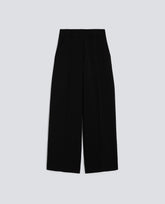 PANTALONE A VITA ALTA IN FLANELLA-NERO-BLACK-NEGRO-SCHWARZ-NOIR