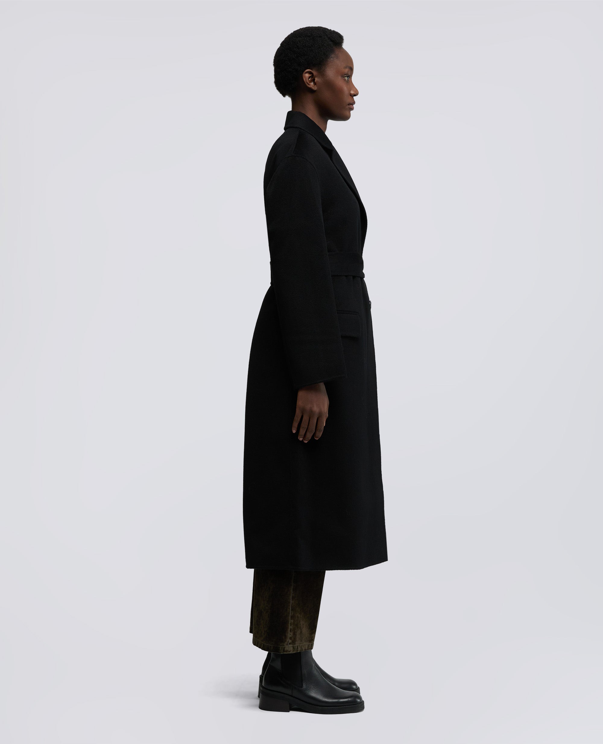 CAPPOTTO IN DOUBLE DI LANA-NERO-BLACK-NEGRO-SCHWARZ-NOIR