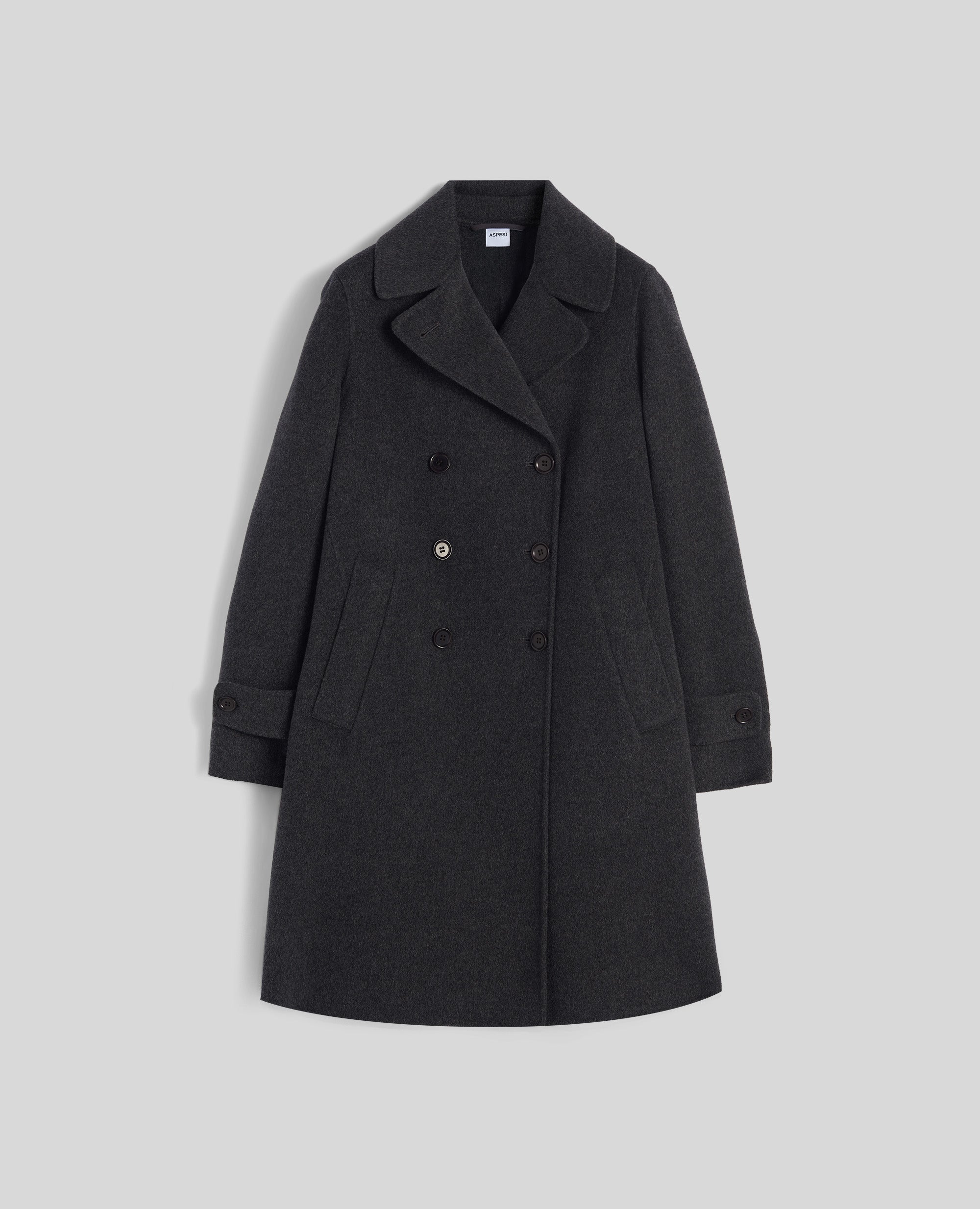 CAPPOTTO IN DOUBLE DI LANA-ANTRACITE-CHARCOAL-ANTRACITA-ANTHRAZIT-ANTHRACITE