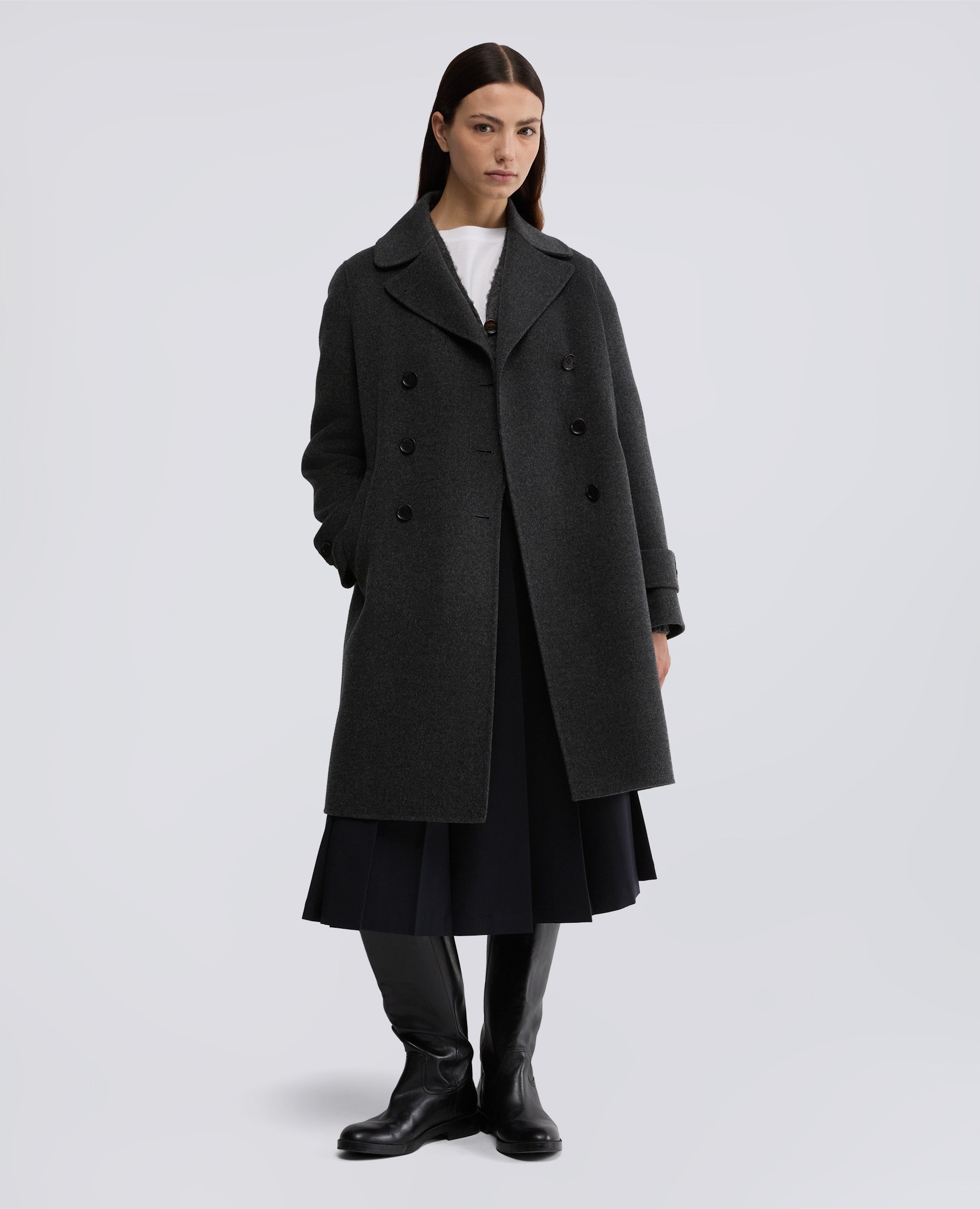 CAPPOTTO IN DOUBLE DI LANA-ANTRACITE-CHARCOAL-ANTRACITA-ANTHRAZIT-ANTHRACITE