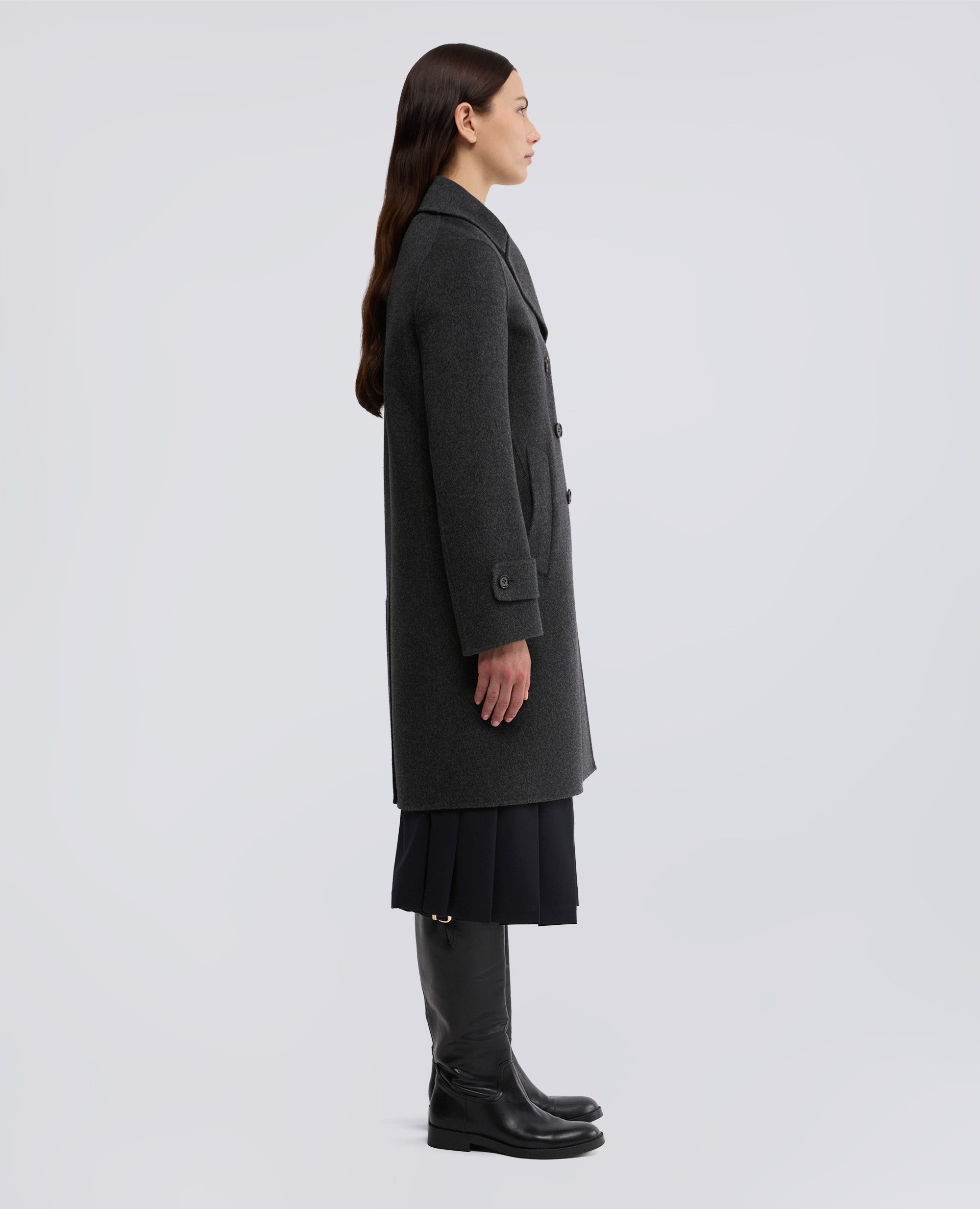 CAPPOTTO IN DOUBLE DI LANA-ANTRACITE-CHARCOAL-ANTRACITA-ANTHRAZIT-ANTHRACITE