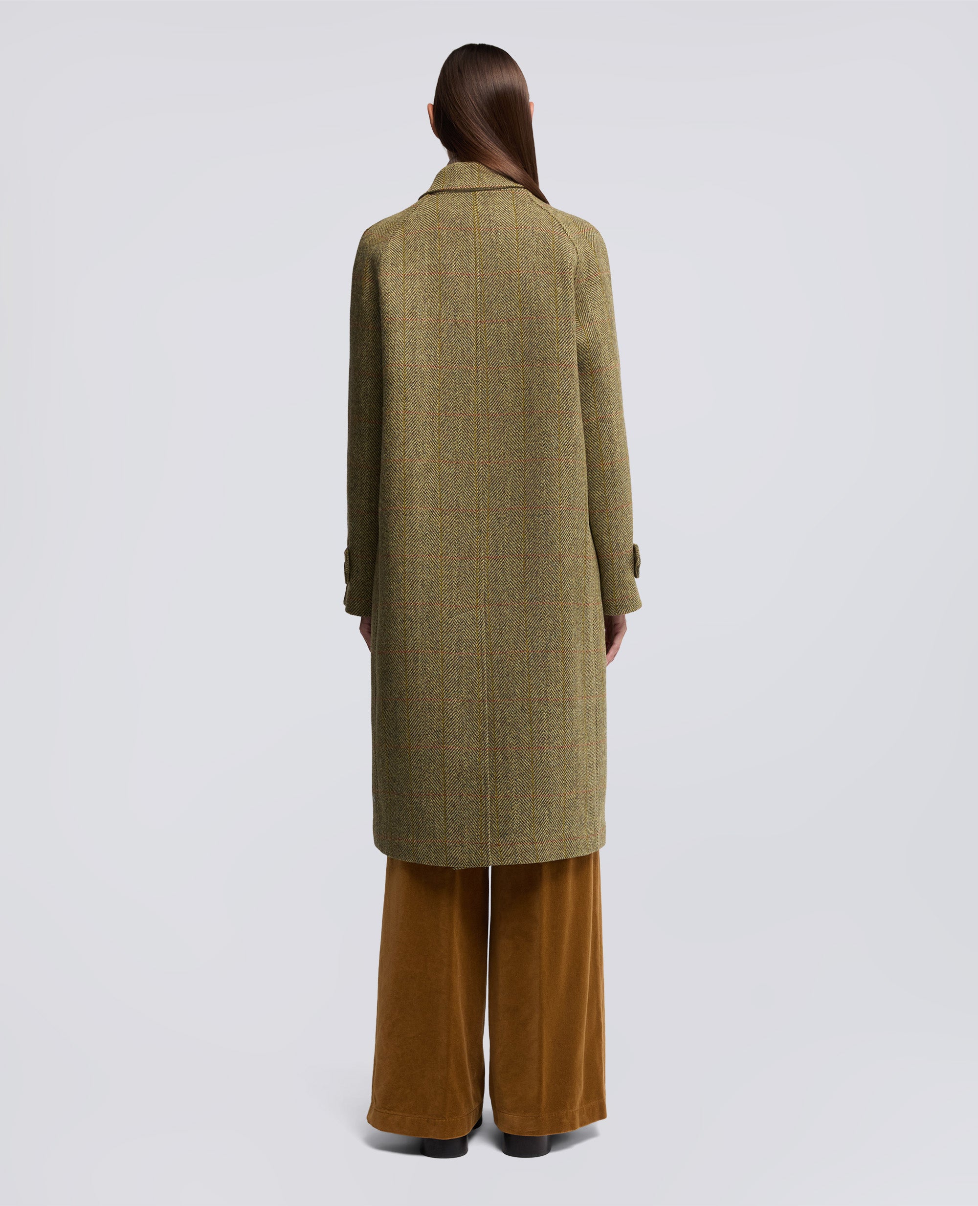 CAPPOTTO IN ORIGINAL HARRIS TWEED-SENAPE-MUSTARD YELLOW-MOSTAZA-SENF-MOUTARDE