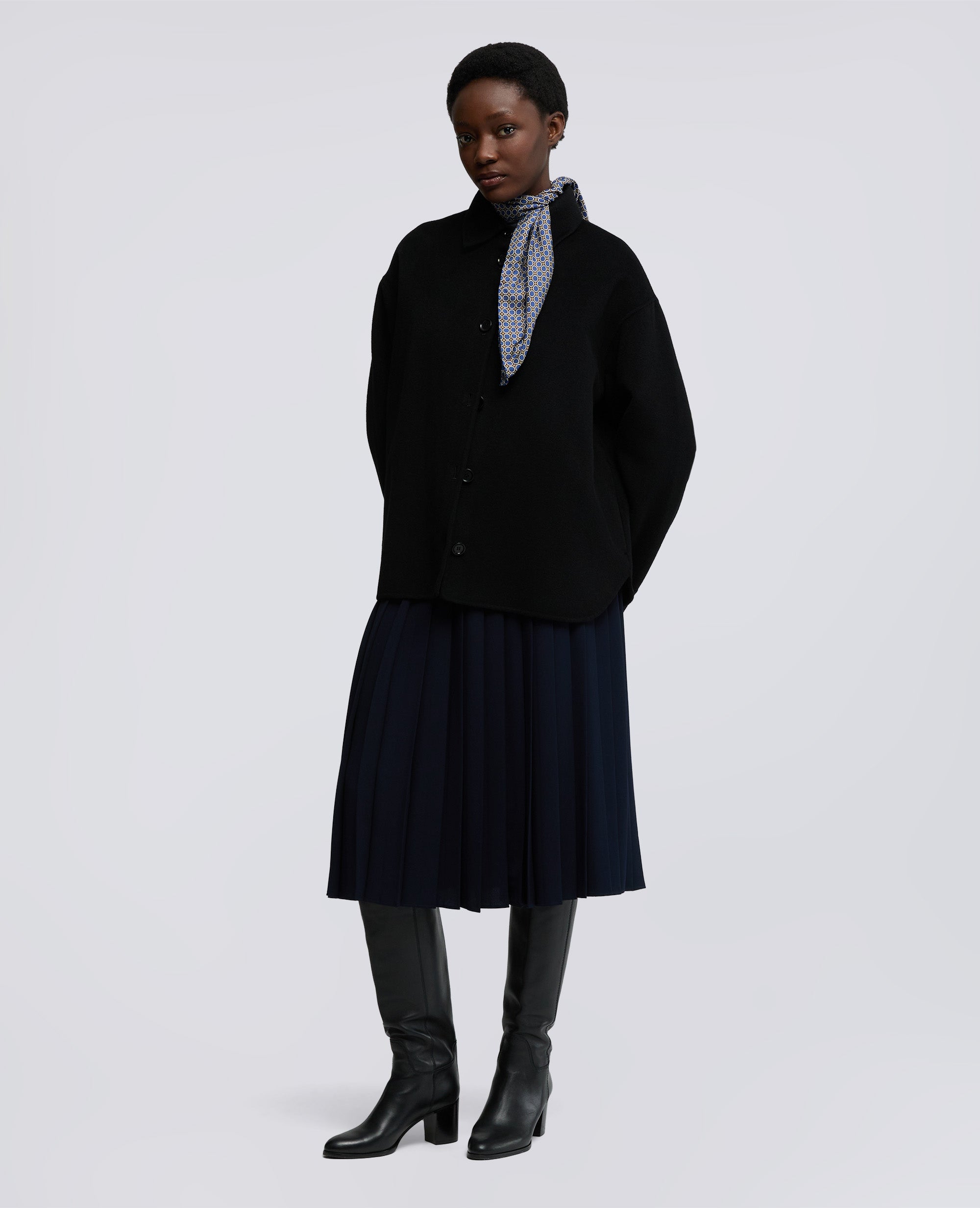 OVERSHIRT IN DOUBLE DI LANA-NERO-BLACK-NEGRO-SCHWARZ-NOIR