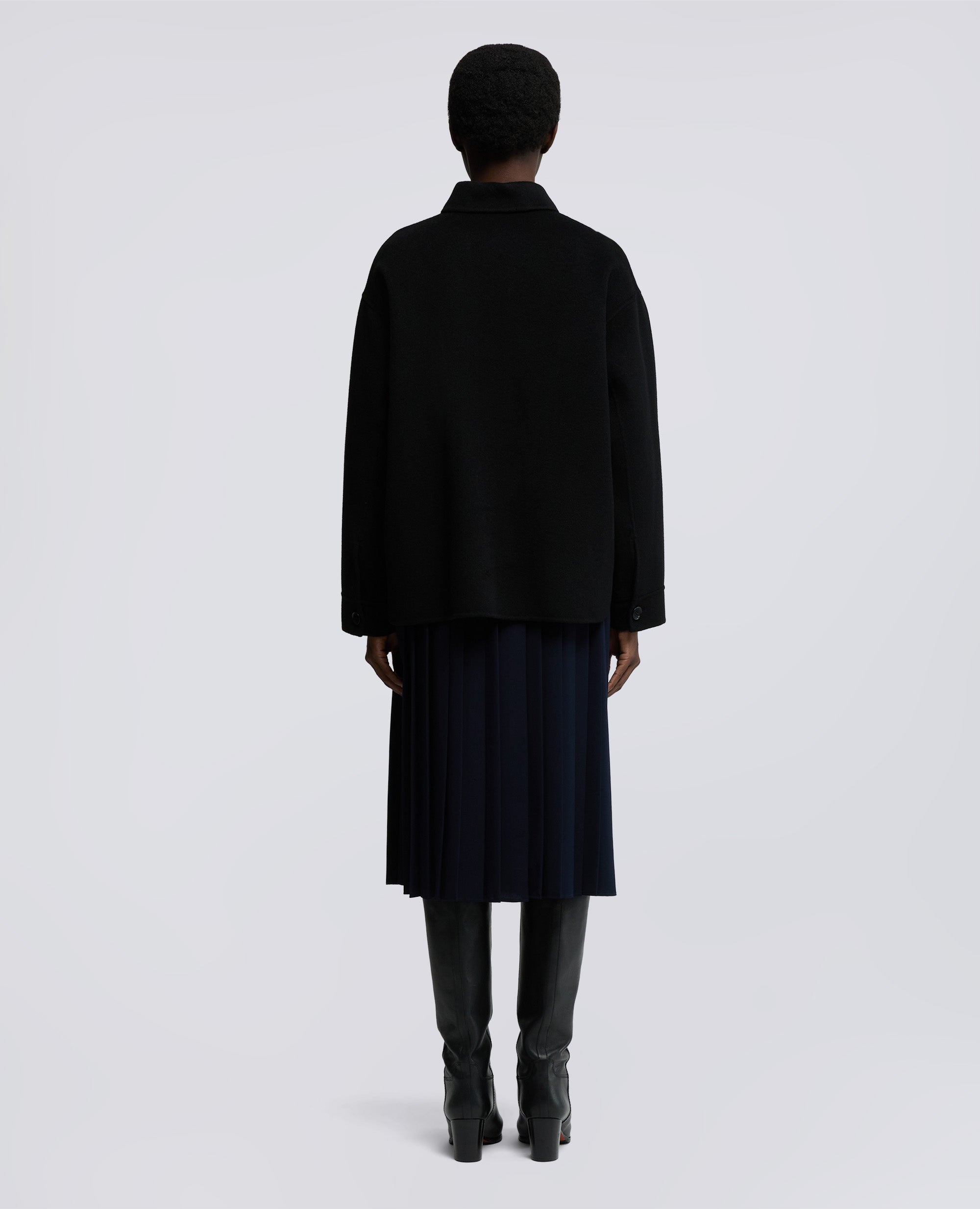 OVERSHIRT IN DOUBLE DI LANA-NERO-BLACK-NEGRO-SCHWARZ-NOIR