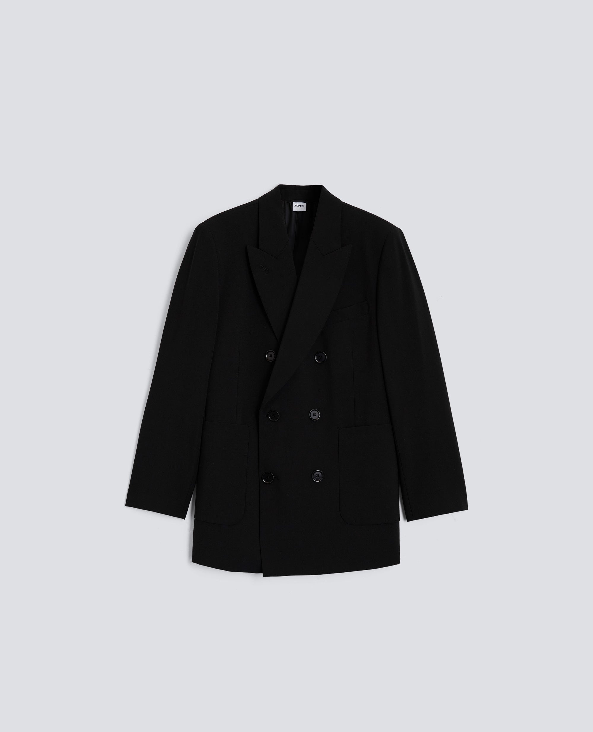 GIACCA DOPPIOPETTO IN FLANELLA-NERO-BLACK-NEGRO-SCHWARZ-NOIR