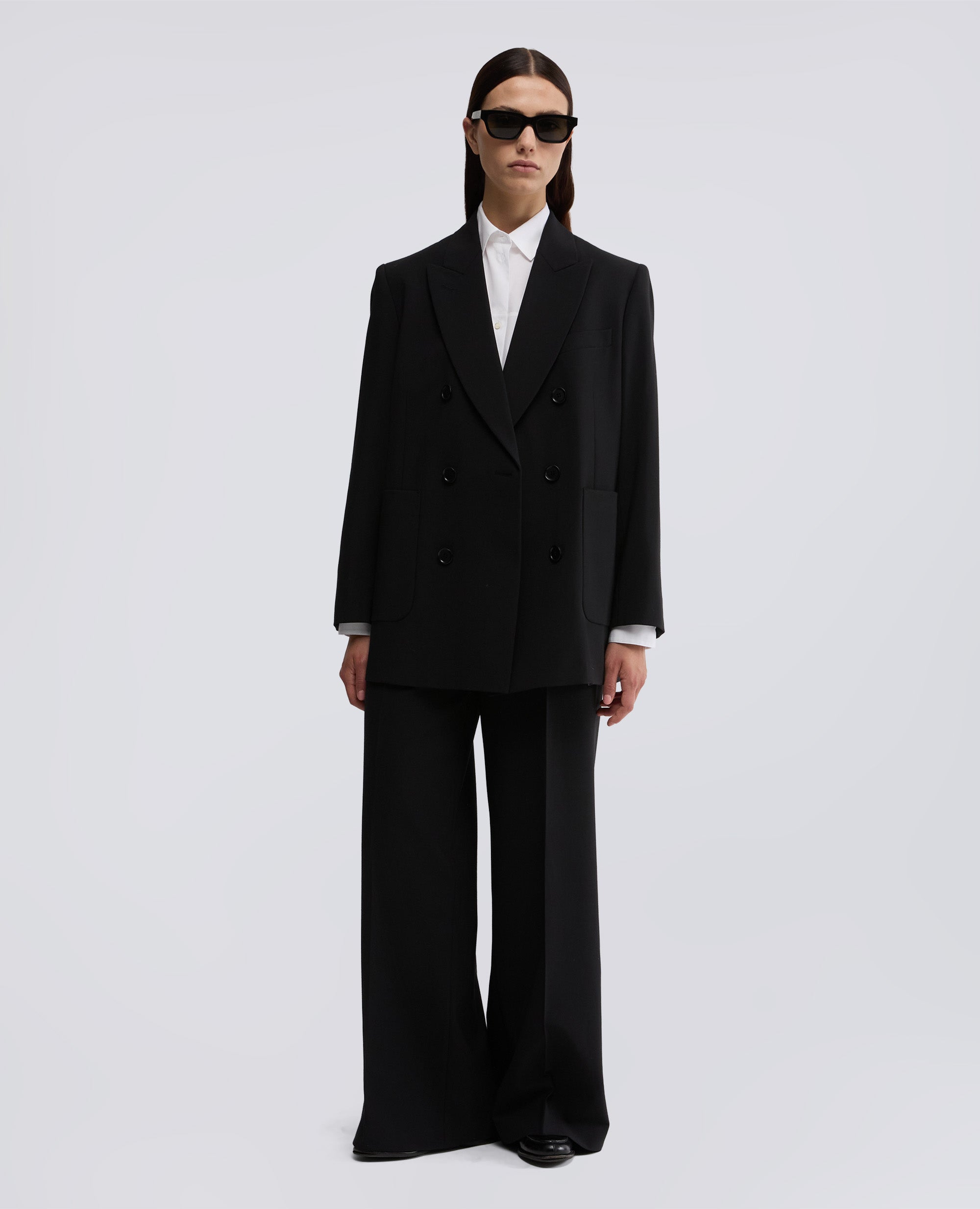 GIACCA DOPPIOPETTO IN FLANELLA-NERO-BLACK-NEGRO-SCHWARZ-NOIR