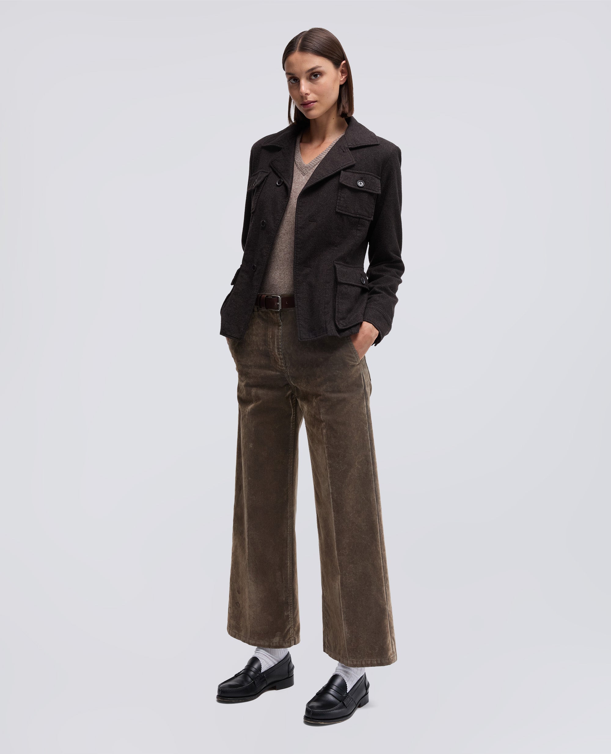 GIACCA MONOPETTO IN FLANELLA-MARRONE-BROWN-MARR¢N-BRAUN-MARRON