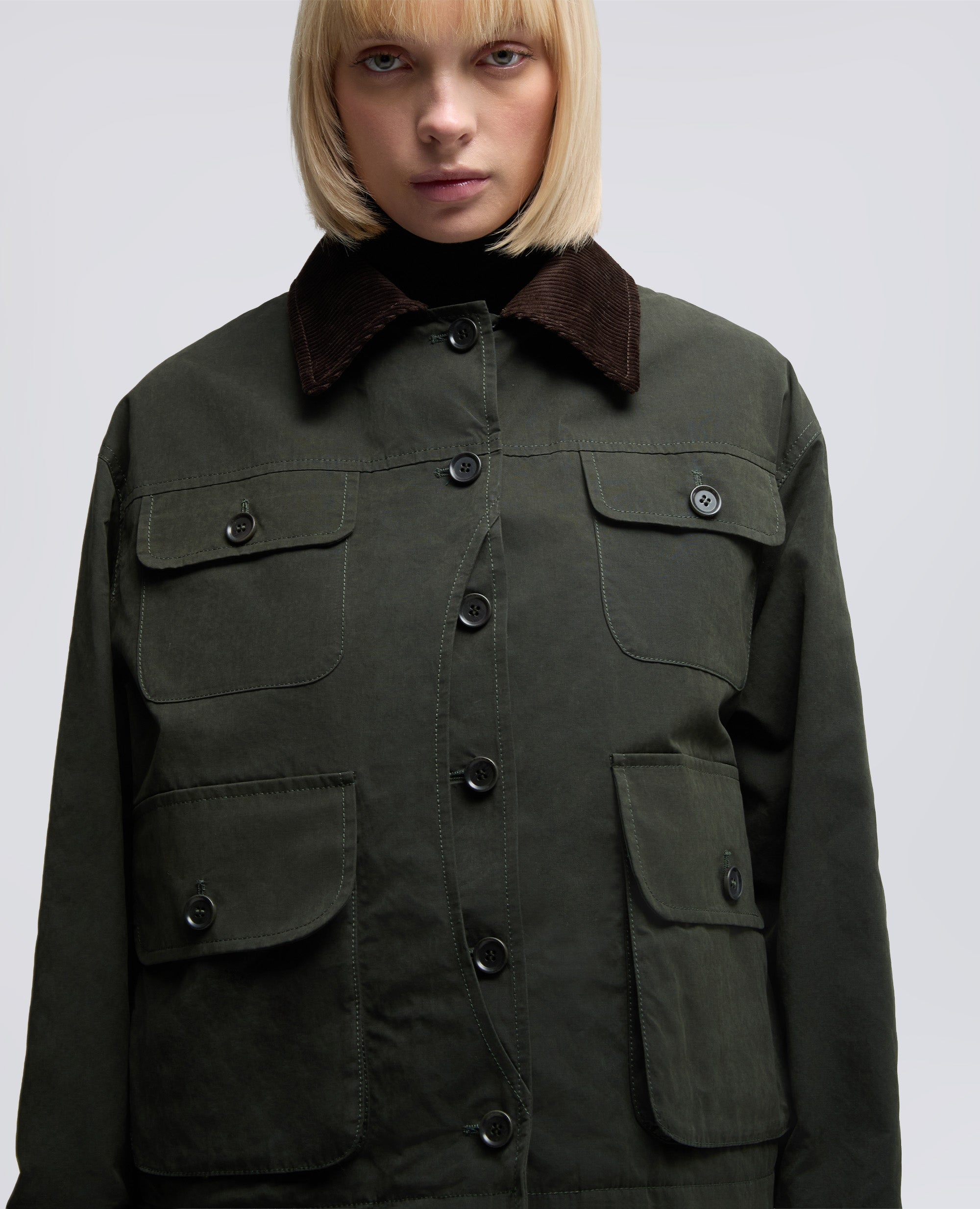 GIUBBOTTO IN TELA DI MISTO COTONE-VERDONE-DARK GREEN-VERDER¢N-DUNKELGRUN-VERT FONCE