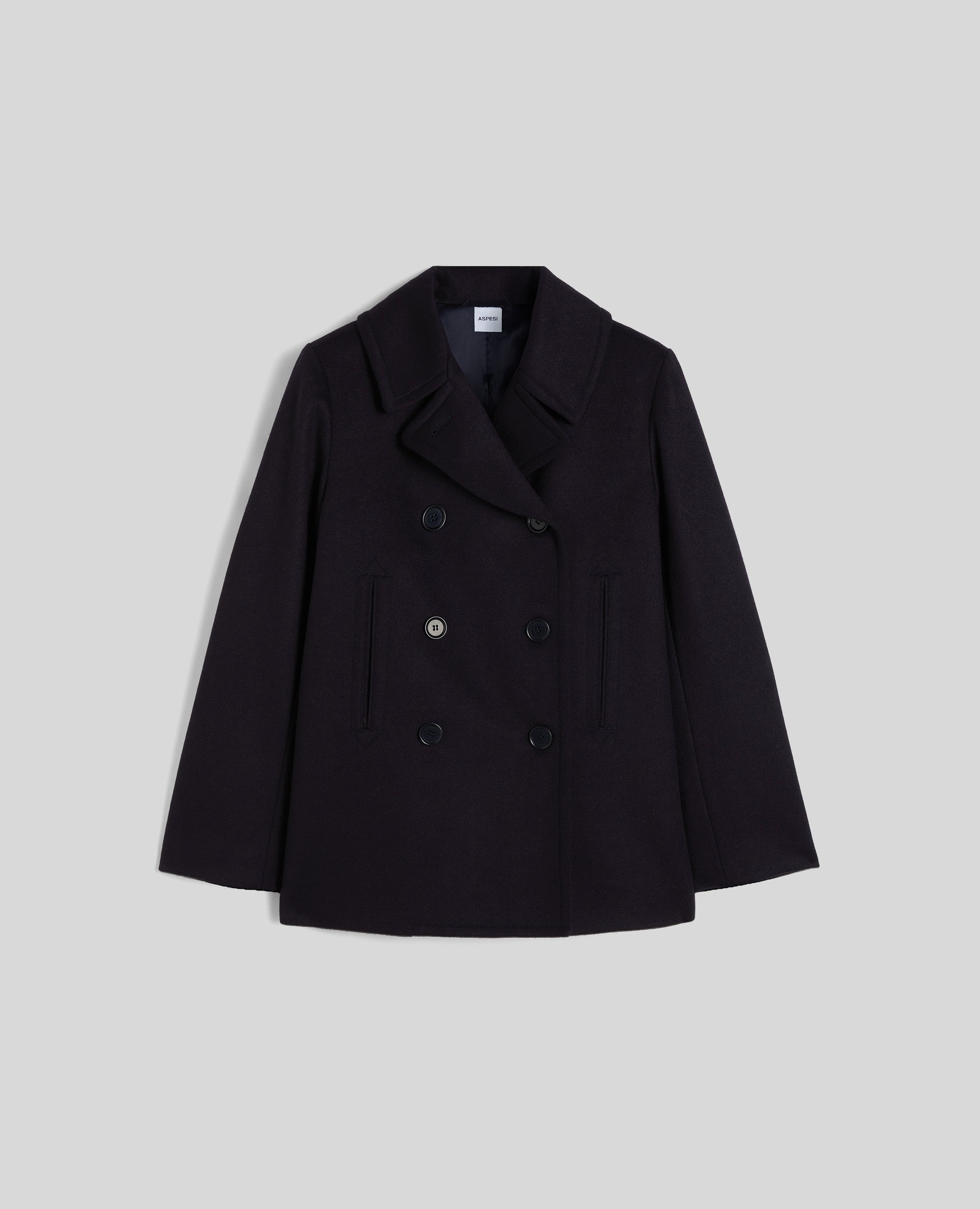 CAPPOTTO CORTO IN ALPACA E LANA VERGINE-NAVY-NAVY-AZUL MARINO-NAVY-NAVY