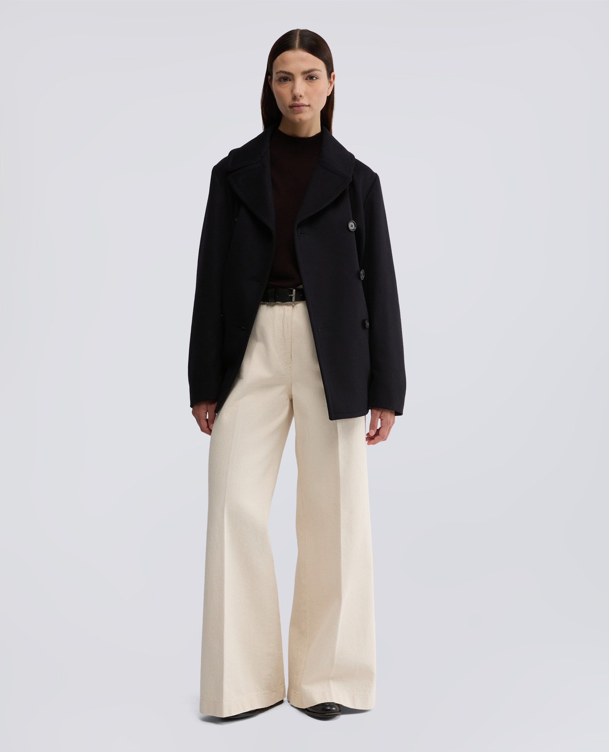 CAPPOTTO CORTO IN ALPACA E LANA VERGINE-NAVY-NAVY-AZUL MARINO-NAVY-NAVY