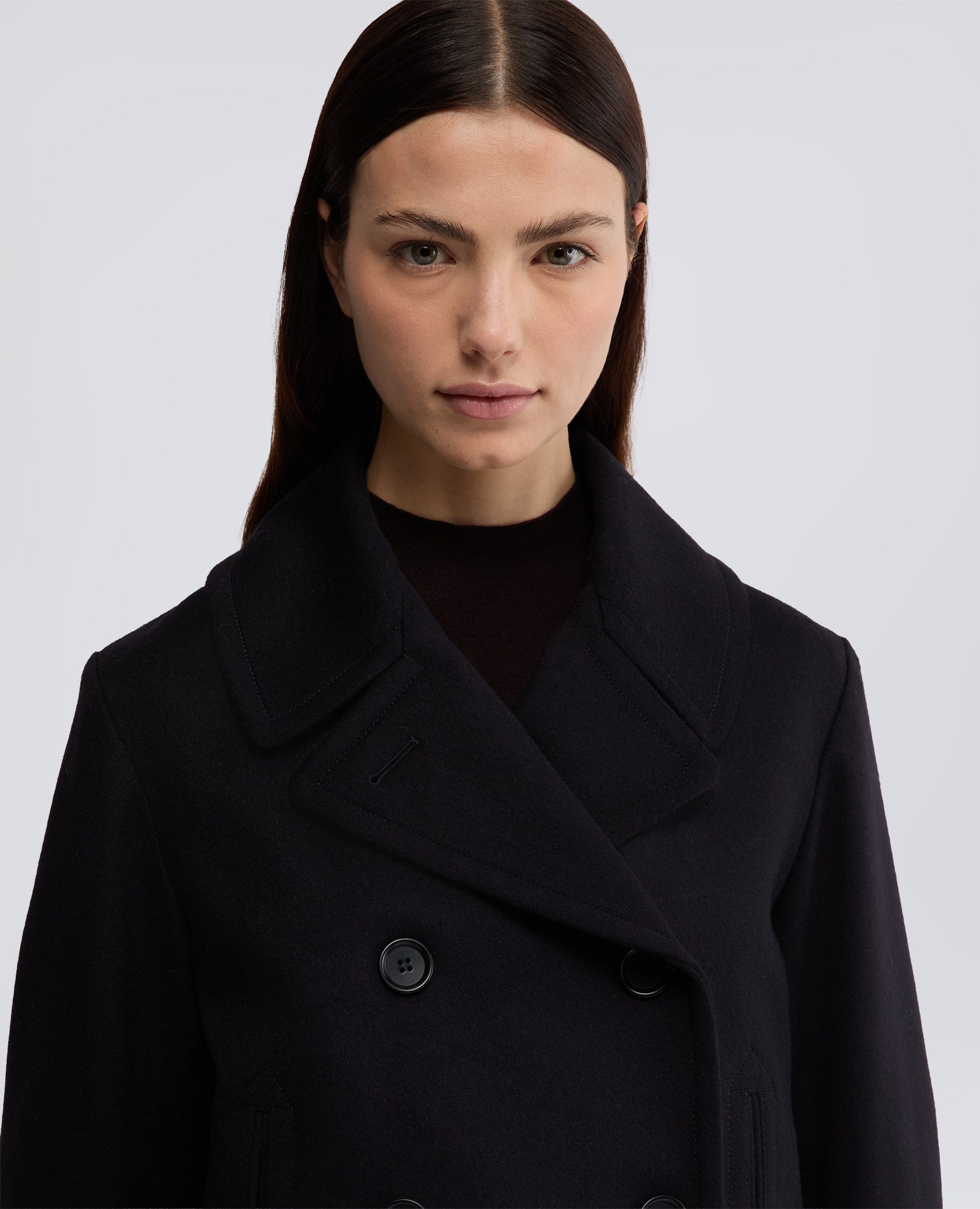 CAPPOTTO CORTO IN ALPACA E LANA VERGINE-NAVY-NAVY-AZUL MARINO-NAVY-NAVY