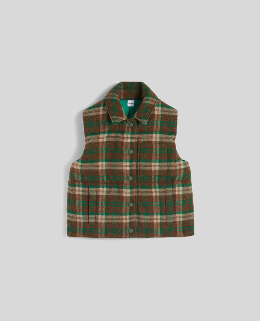 GILET IN LANA SHETLAND-CHECK VERDE-GREEN CHECK-CUADROS VERDES-GRUNES KAROMUSTER-CARREAUX VERTS