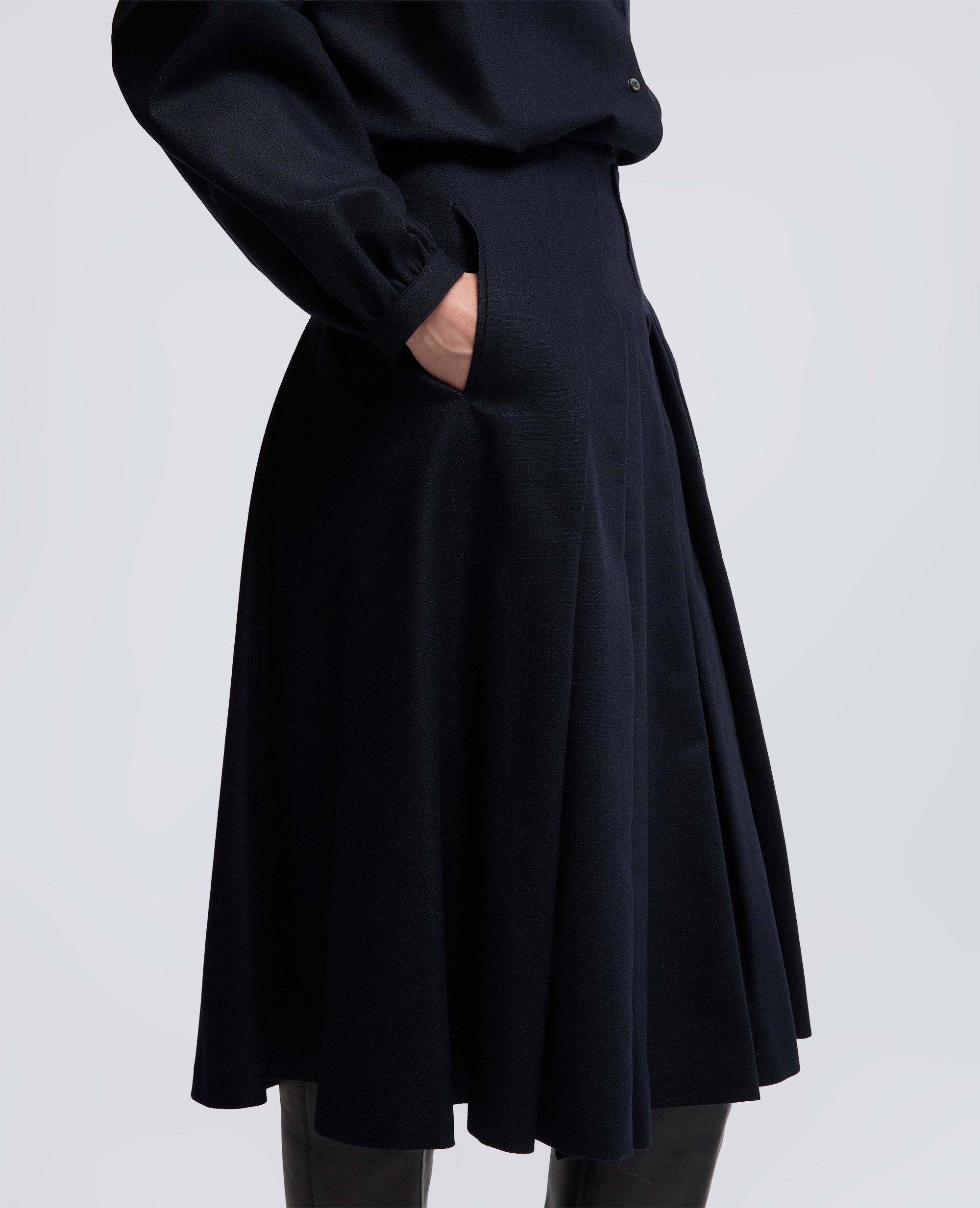 GONNA MIDI IN FLANELLA-NAVY-NAVY-AZUL MARINO-NAVY-NAVY