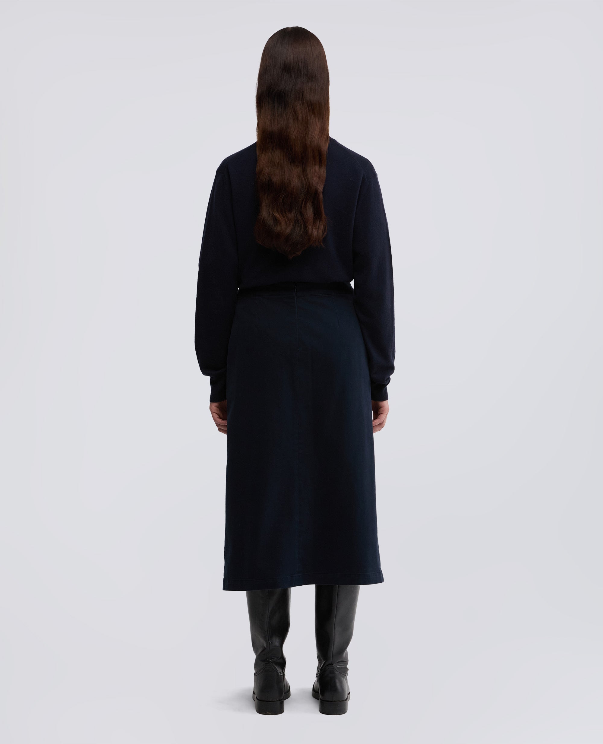 GONNA LONGUETTE IN GABARDINA DI COTONE STRETCH-NAVY-NAVY-AZUL MARINO-NAVY-NAVY