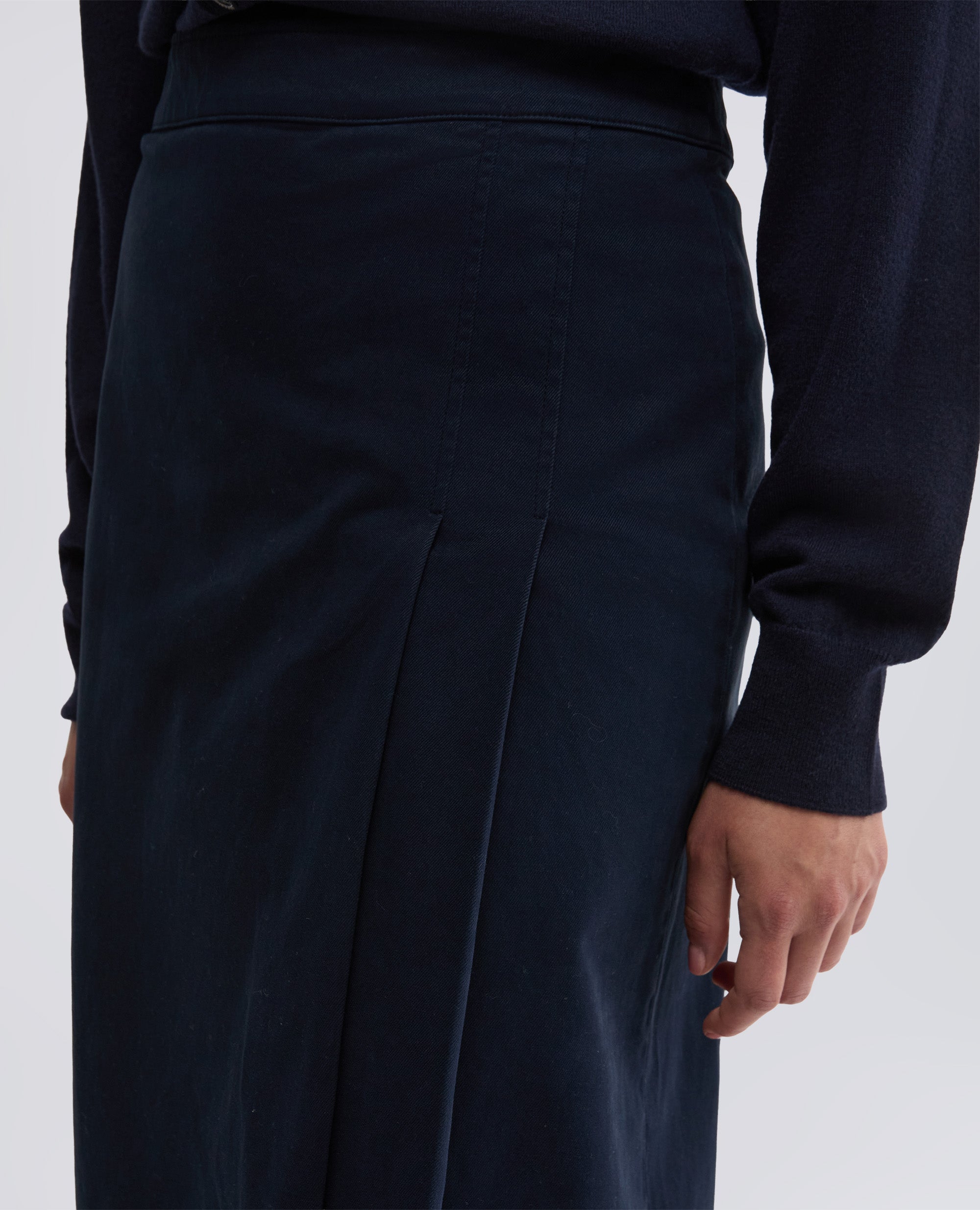 GONNA LONGUETTE IN GABARDINA DI COTONE STRETCH-NAVY-NAVY-AZUL MARINO-NAVY-NAVY