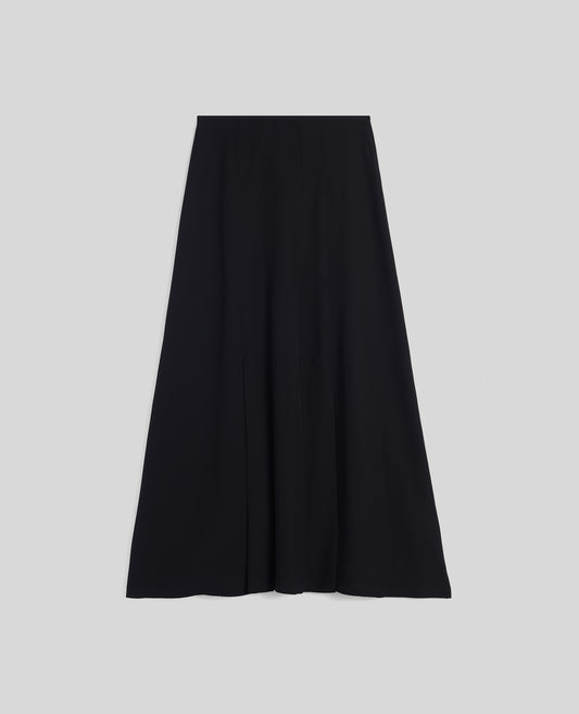 GONNA IN VISCOSA CON PIEGHE-NERO-BLACK-NEGRO-SCHWARZ-NOIR