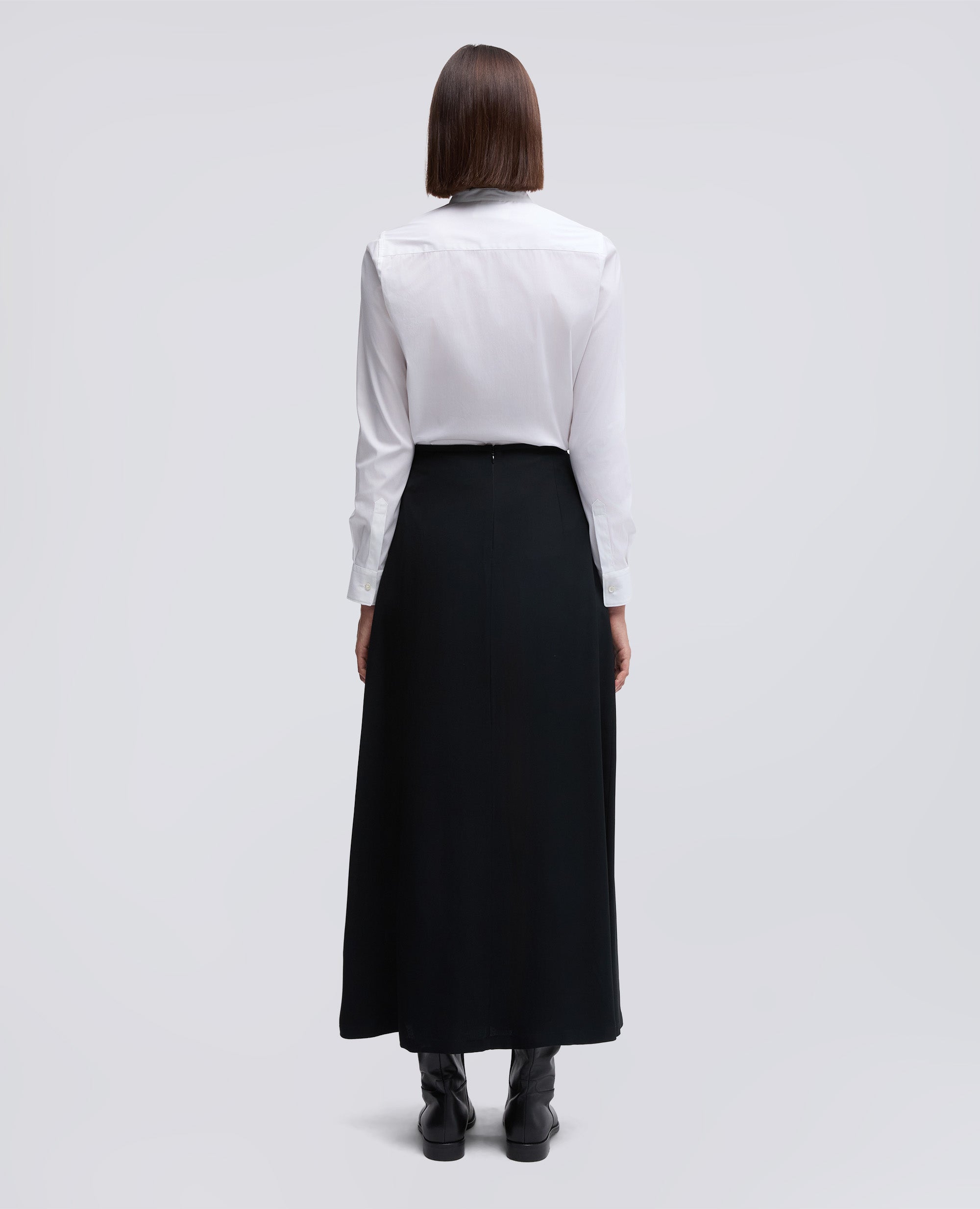 GONNA IN VISCOSA CON PIEGHE-NERO-BLACK-NEGRO-SCHWARZ-NOIR